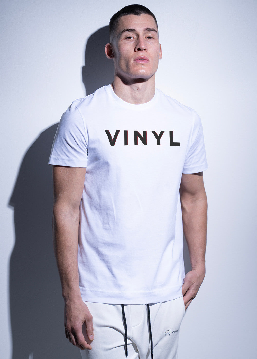 Vinyl μπλουζα με αναγλυφο logo λευκη cotton regular fit - elevated logo t-shirt