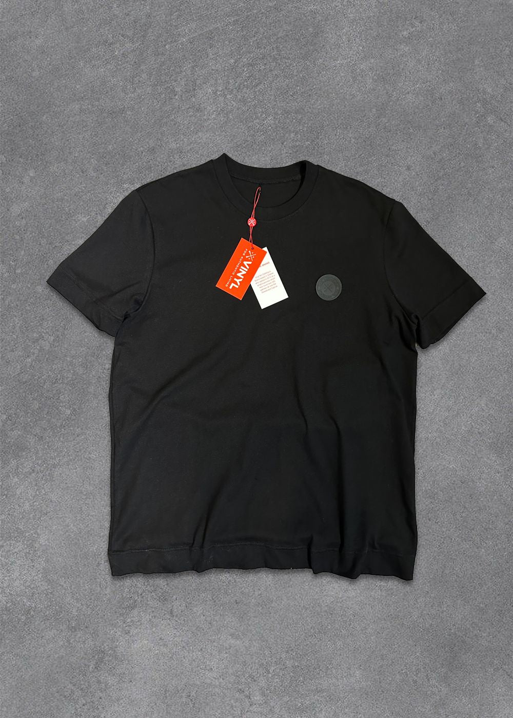 Vinyl μπλουζα μαυρη cotton regular fit - monostyle t-shirt