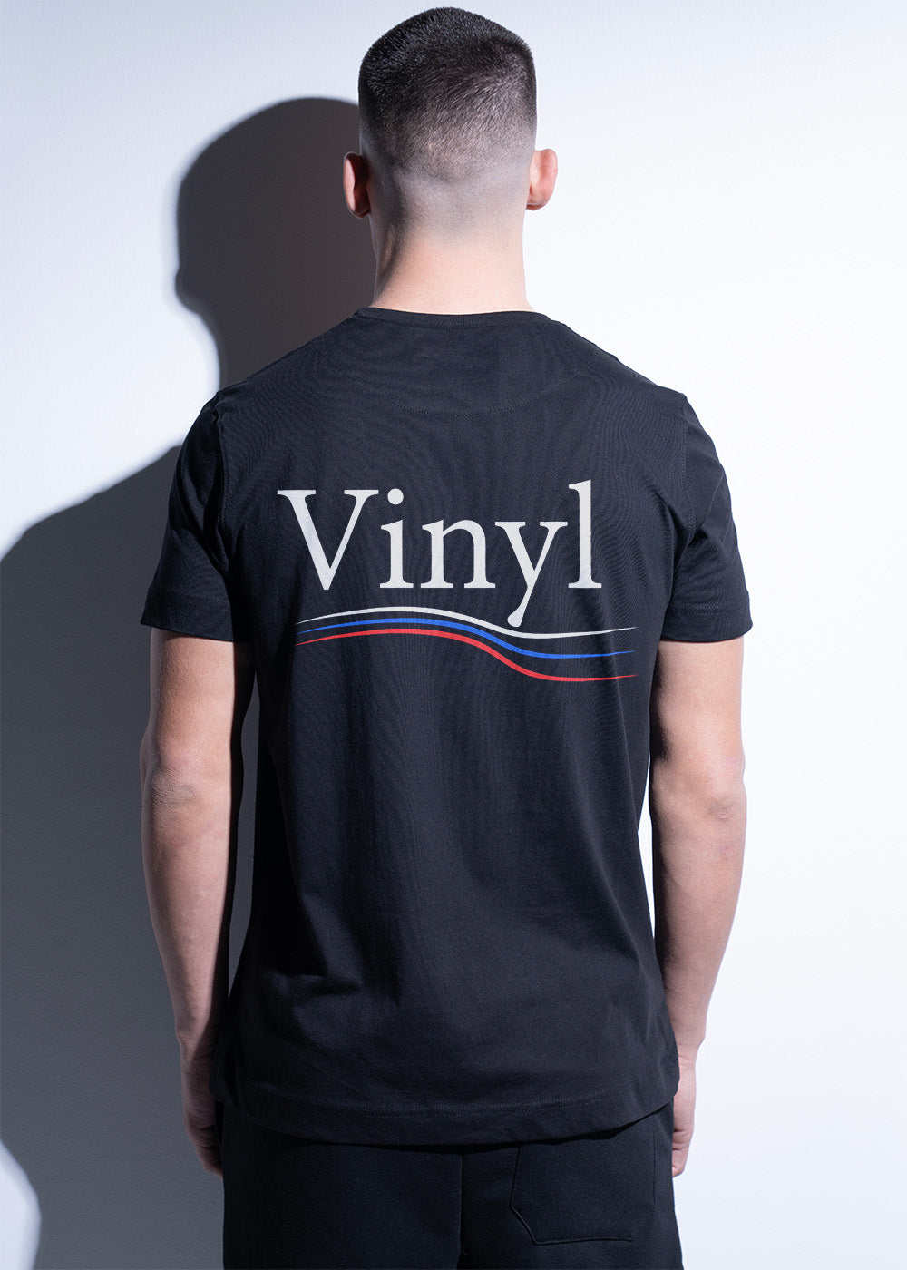 Vinyl μπλουζα με τυπωμα μαυρη cotton regular fit - linewave t-shirt