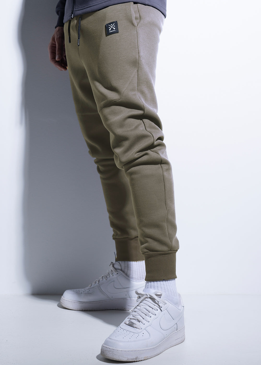 Vinyl φορμα χακι χωρις χνουδι cotton regular fit - essential sweatpant