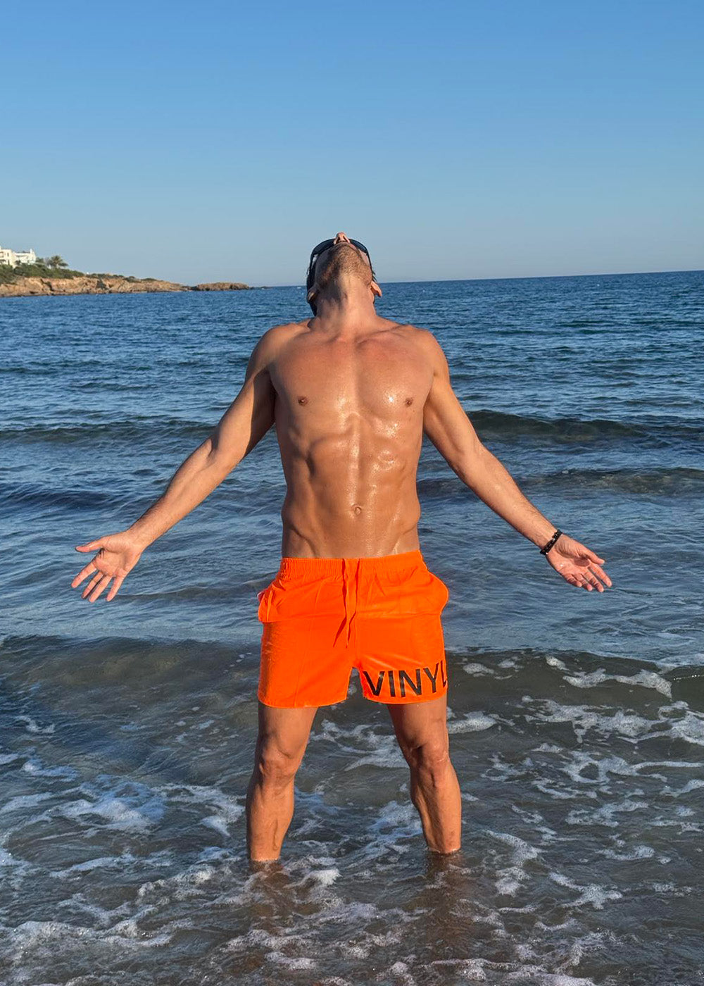 Vinyl μαγιο πορτοκαλι - logo midi swim boxer