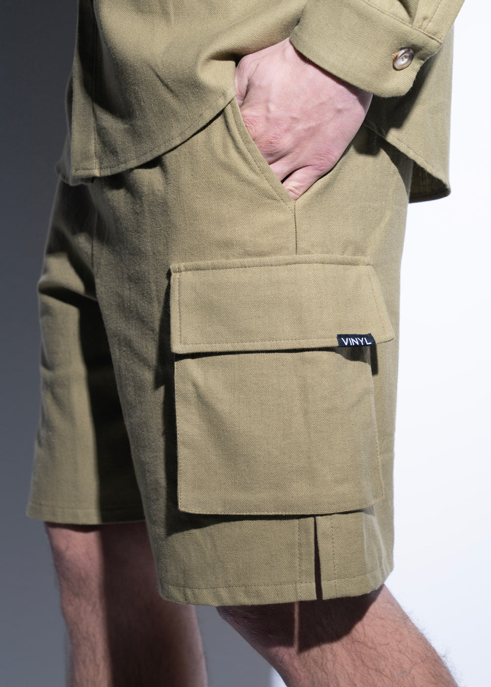 Vinyl βερμουδα cargo χακι cotton regular fit ανδρικη