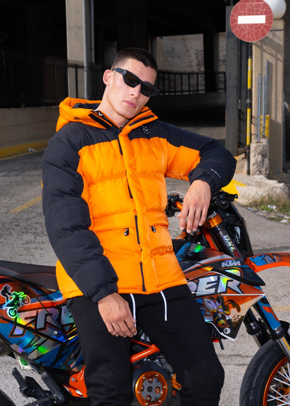 Vinyl μπουφαν πορτοκαλι polyester regular fit ανδρικο