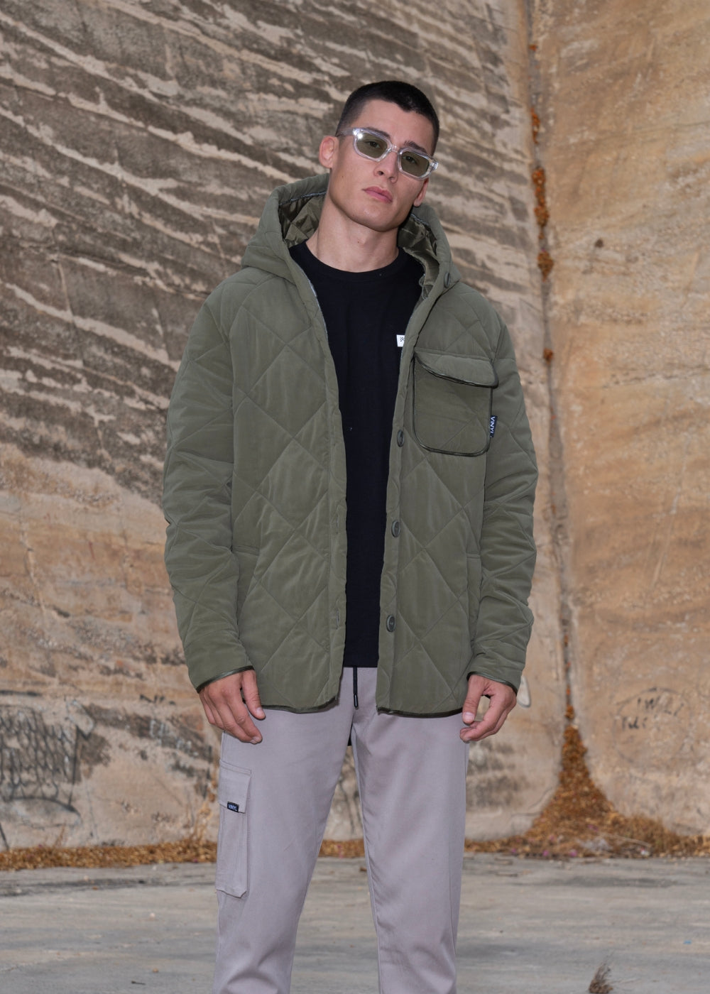 Vinyl μπουφαν χακι polyester regular fit ανδρικο