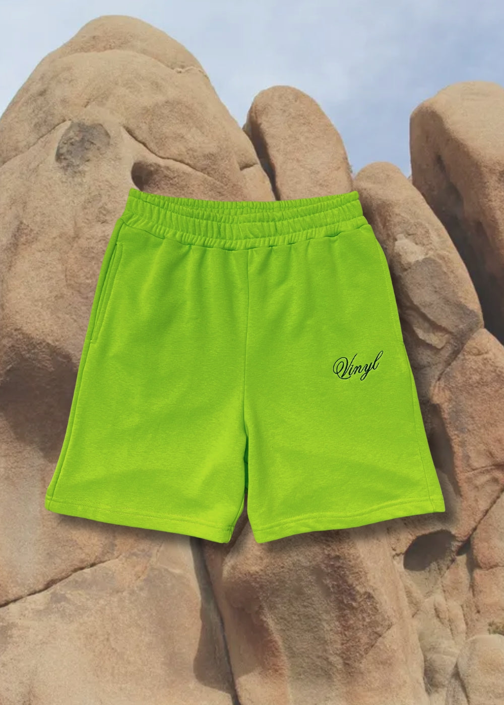 Vinyl βερμουδα με κεντημα πρασινη cotton regular fit ανδρικη