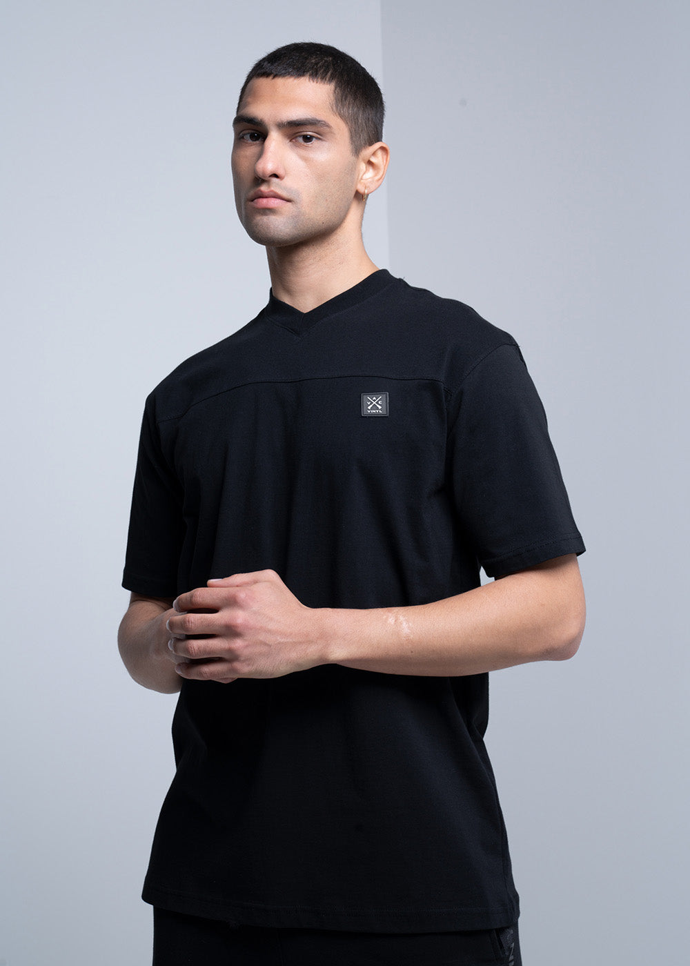 Vinyl μπλουζα μαυρη cotton oversized ανδρικη