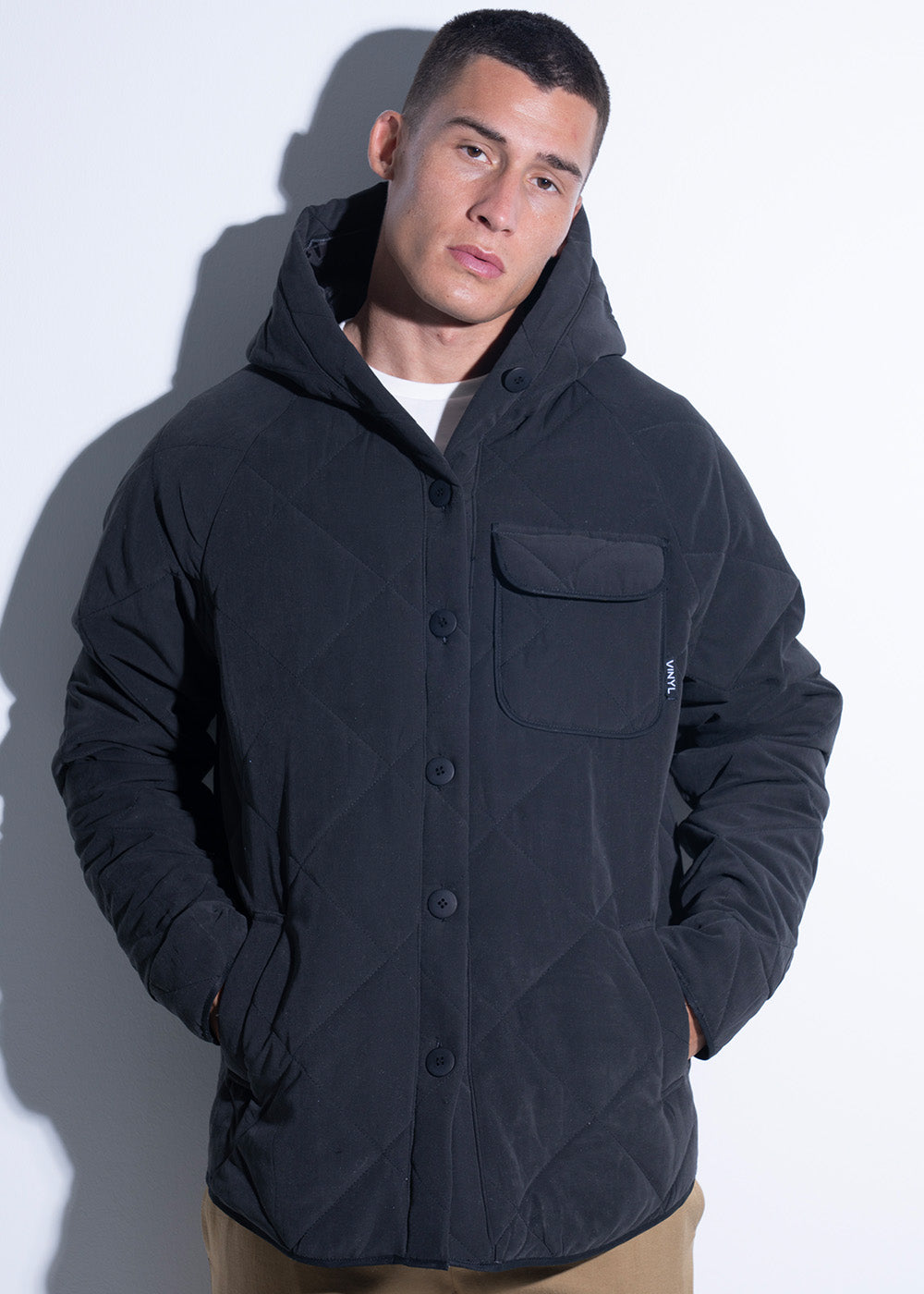 Vinyl μπουφαν μαυρο polyester regular fit ανδρικο