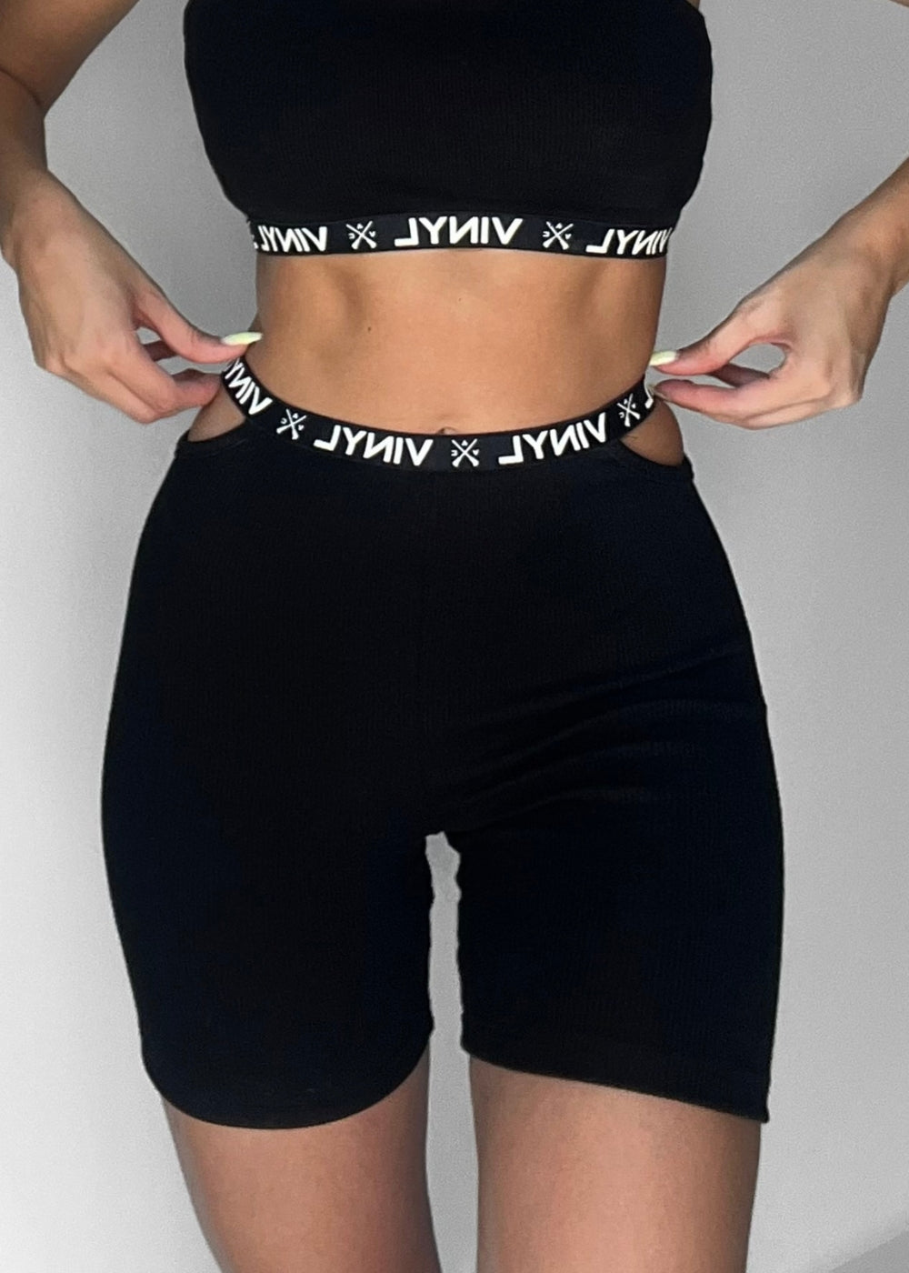 Vinyl κολαν κοντο μαυρο ριπ cotton regular fit γυναικειο