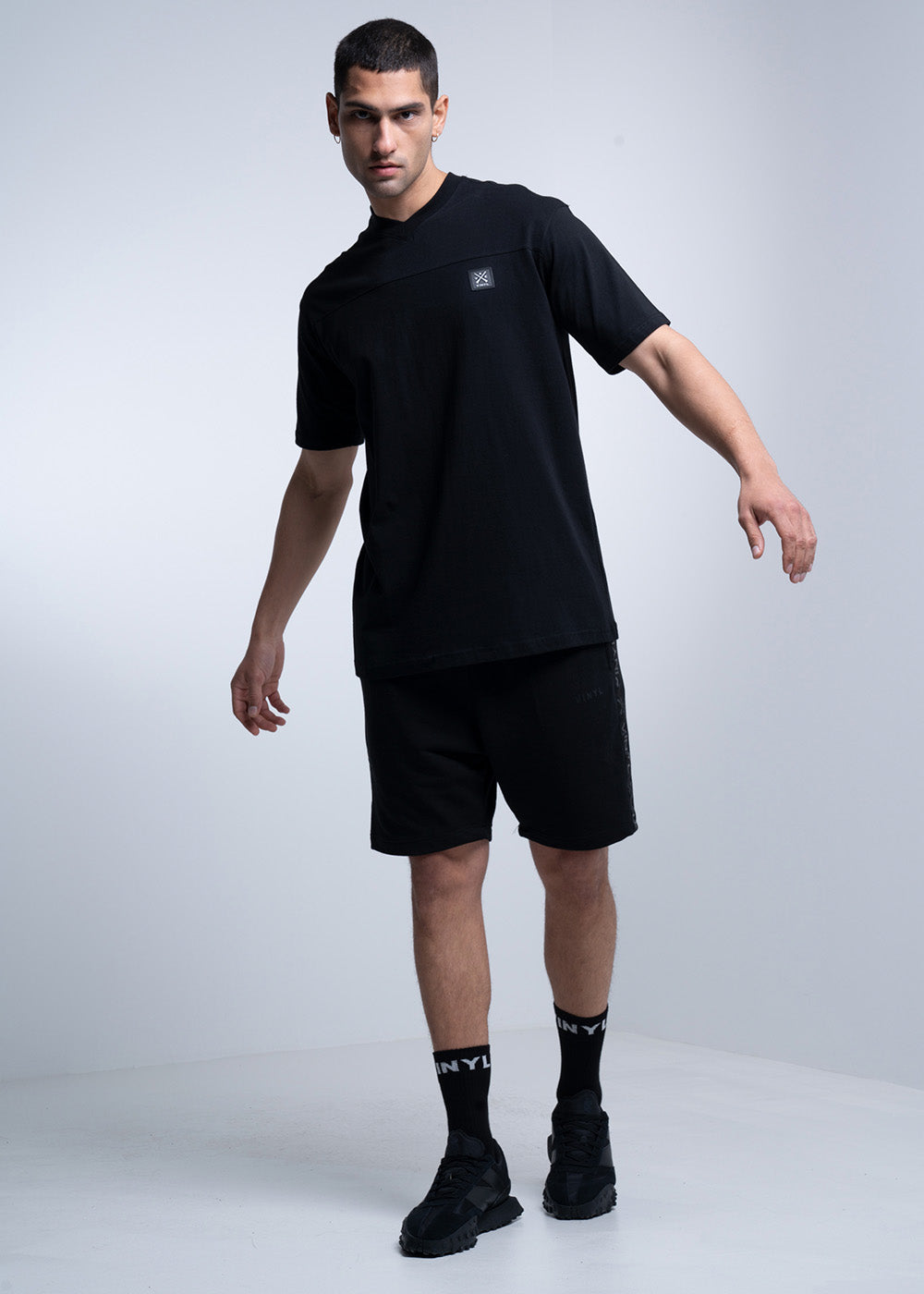 Vinyl μπλουζα μαυρη cotton oversized ανδρικη