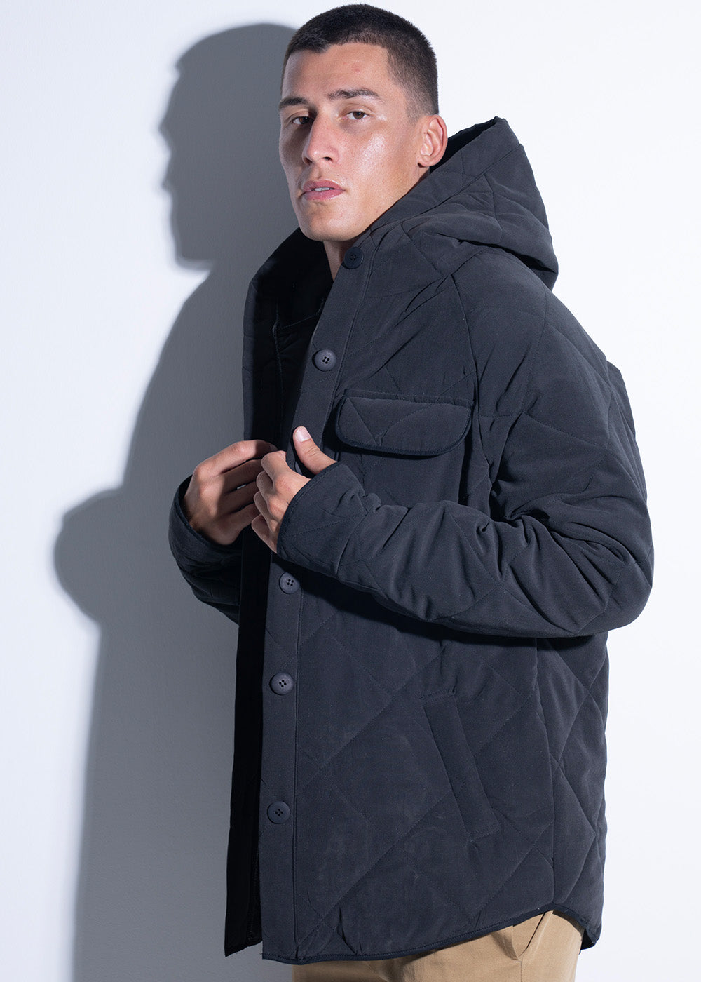 Vinyl μπουφαν μαυρο polyester regular fit ανδρικο