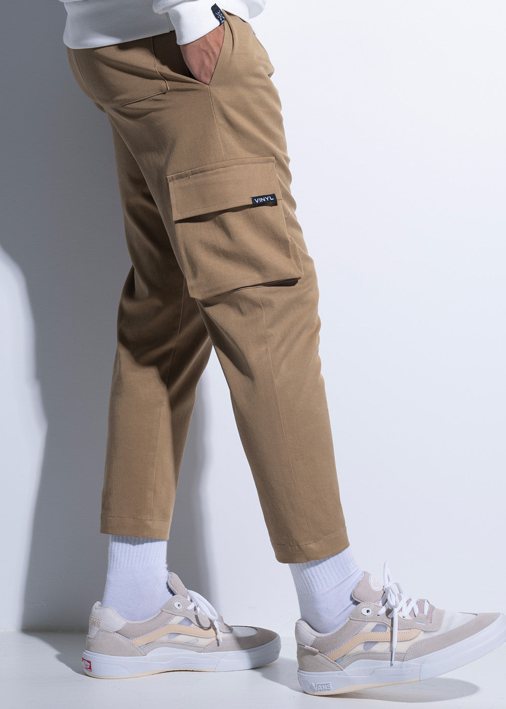Vinyl παντελονι cargo camel cotton regular fit ανδρικο
