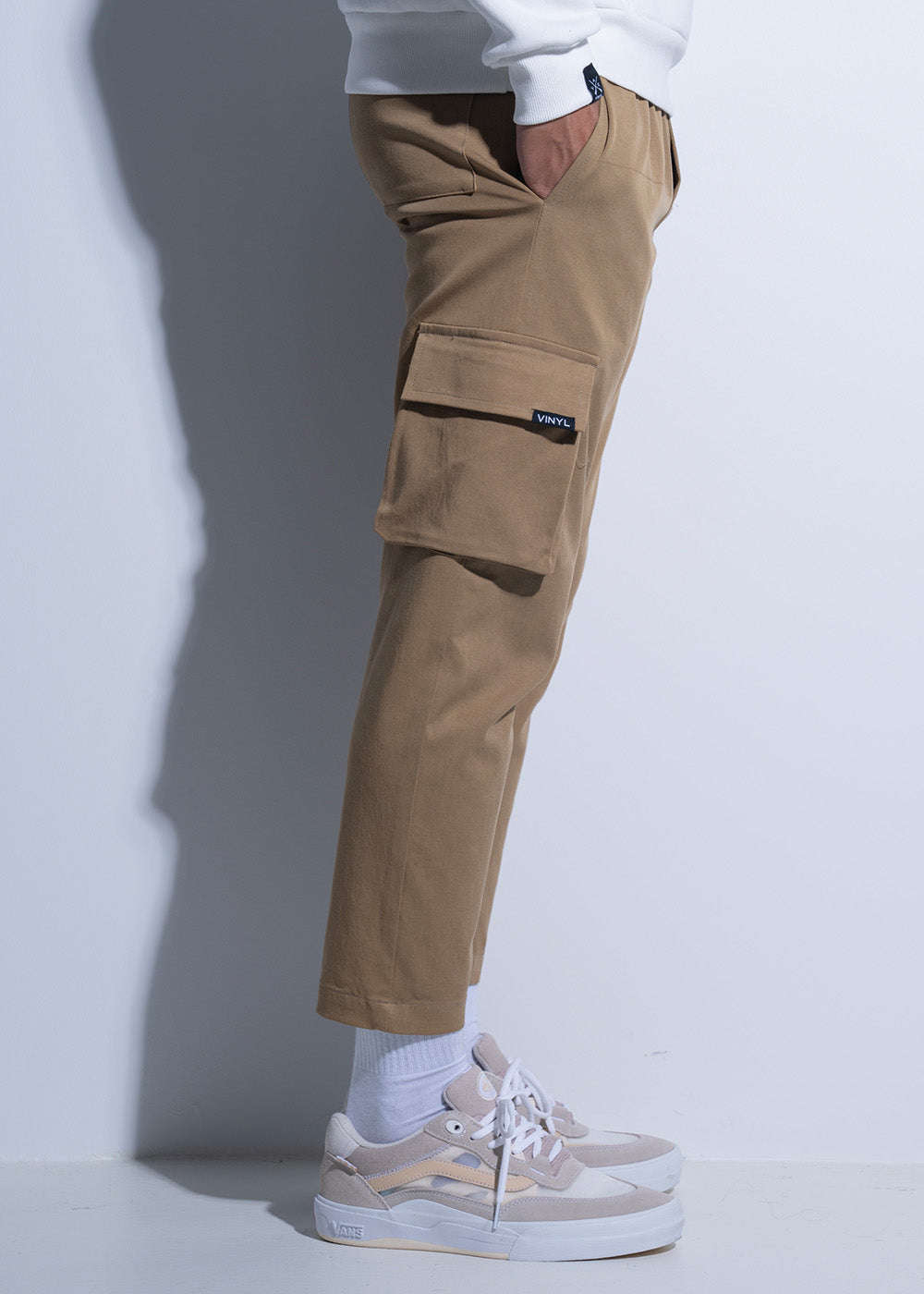 Vinyl παντελονι cargo camel cotton regular fit ανδρικο