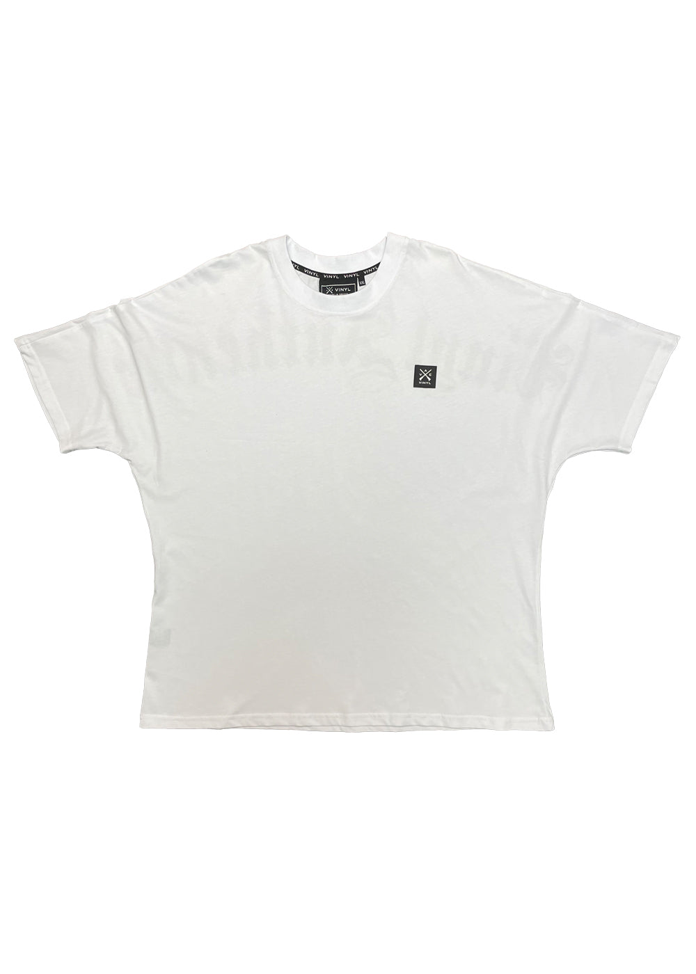 Vinyl μπλουζα με τυπωμα λευκη cotton oversized ανδρικη