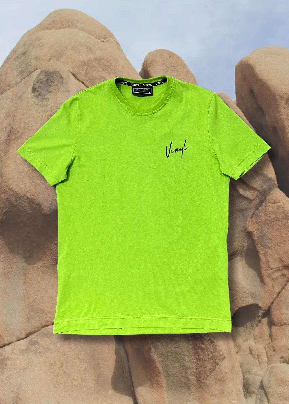 Vinyl μπλουζα με τυπωμα πρασινη cotton regular fit ανδρικη