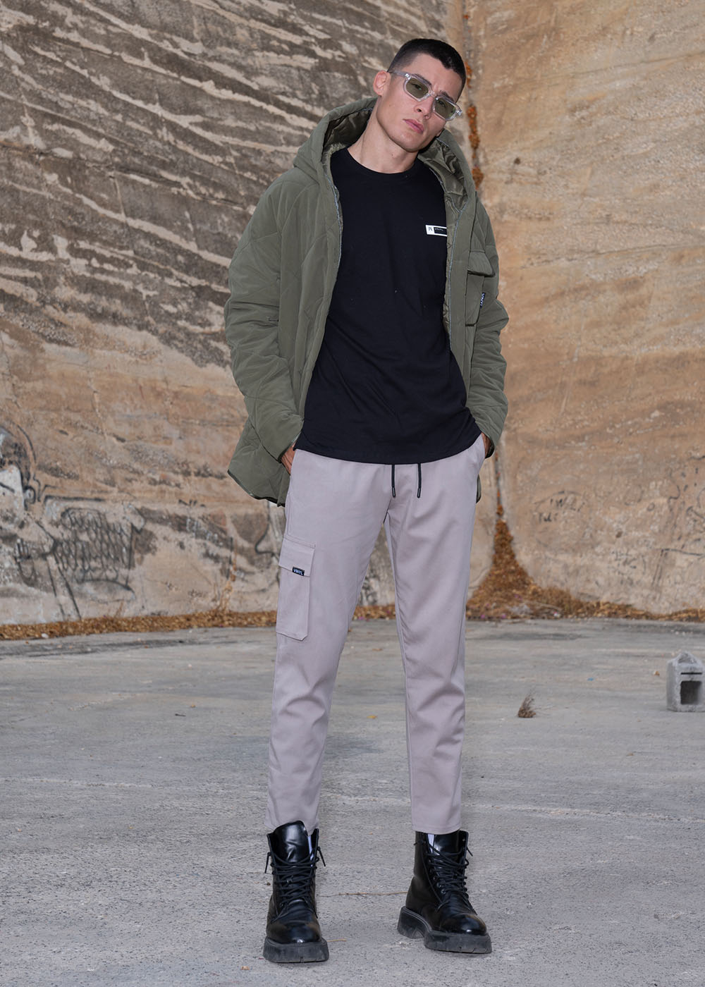 Vinyl μπουφαν χακι polyester regular fit ανδρικο