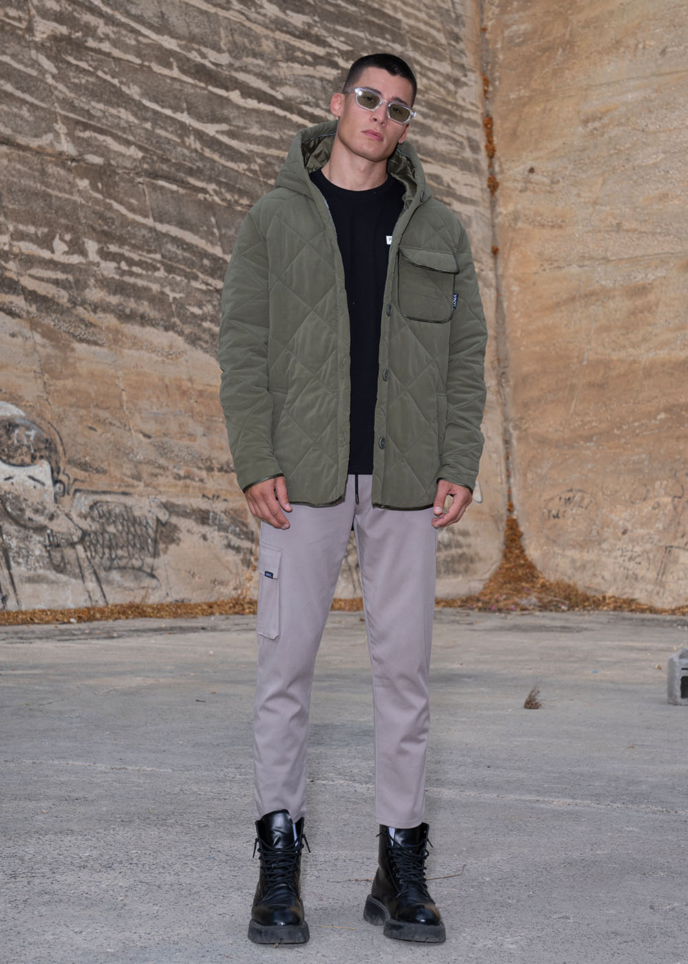 Vinyl μπουφαν χακι polyester regular fit ανδρικο