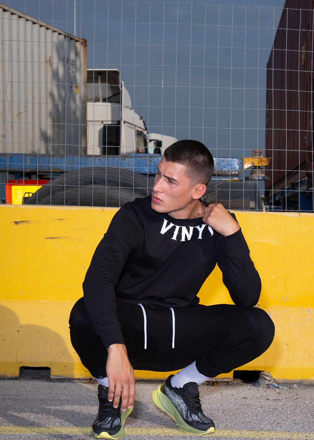 Vinyl μπλουζα μαυρη με τυπωμα cotton regular fit ανδρικη