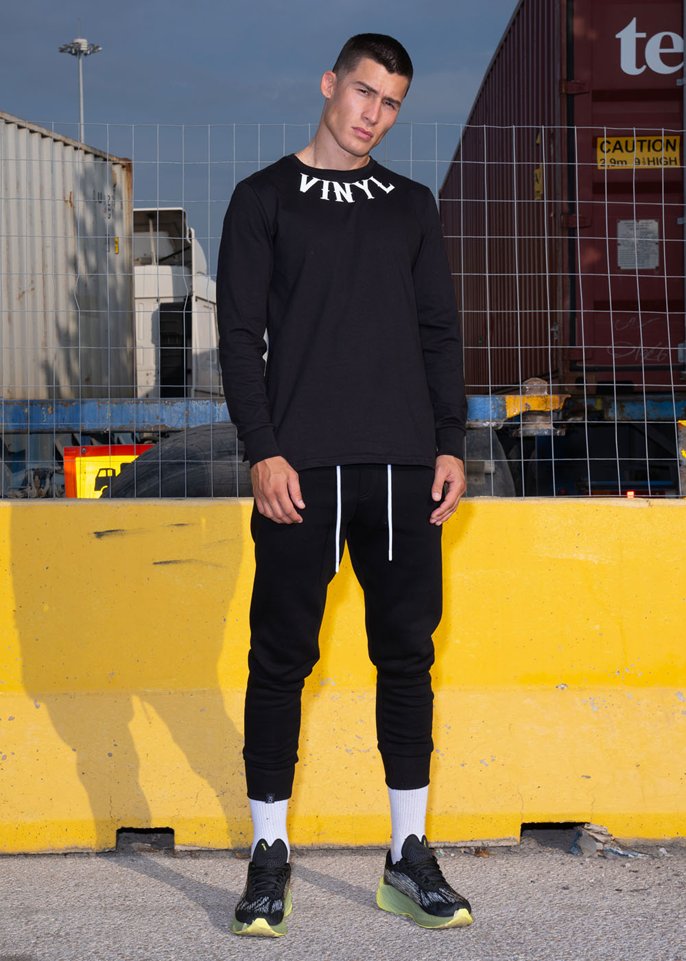 Vinyl μπλουζα μαυρη με τυπωμα cotton regular fit ανδρικη