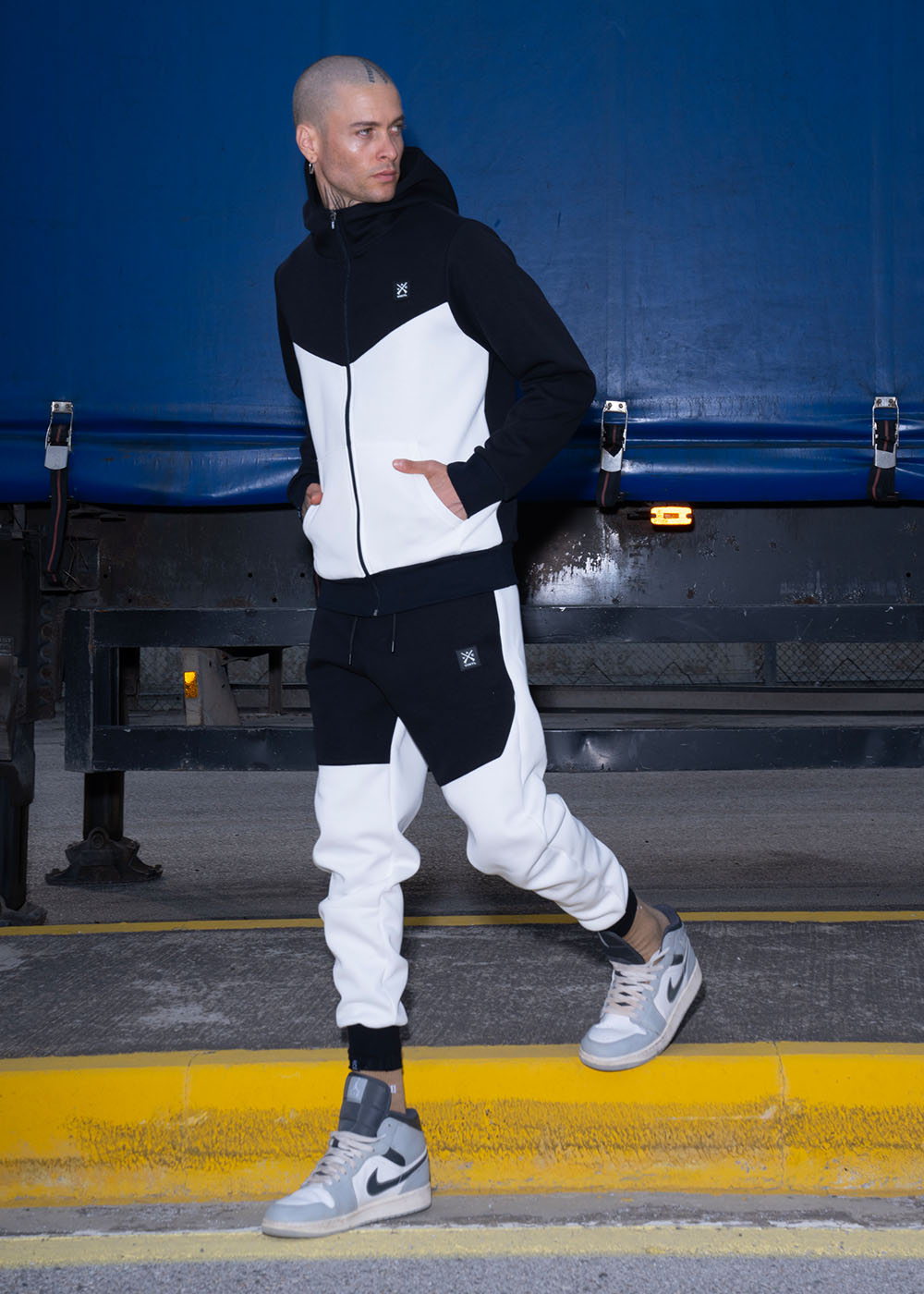 Vinyl φορμα τεχνικο φουτερ λευκο/μαυρο polyester regular fit ανδρικη