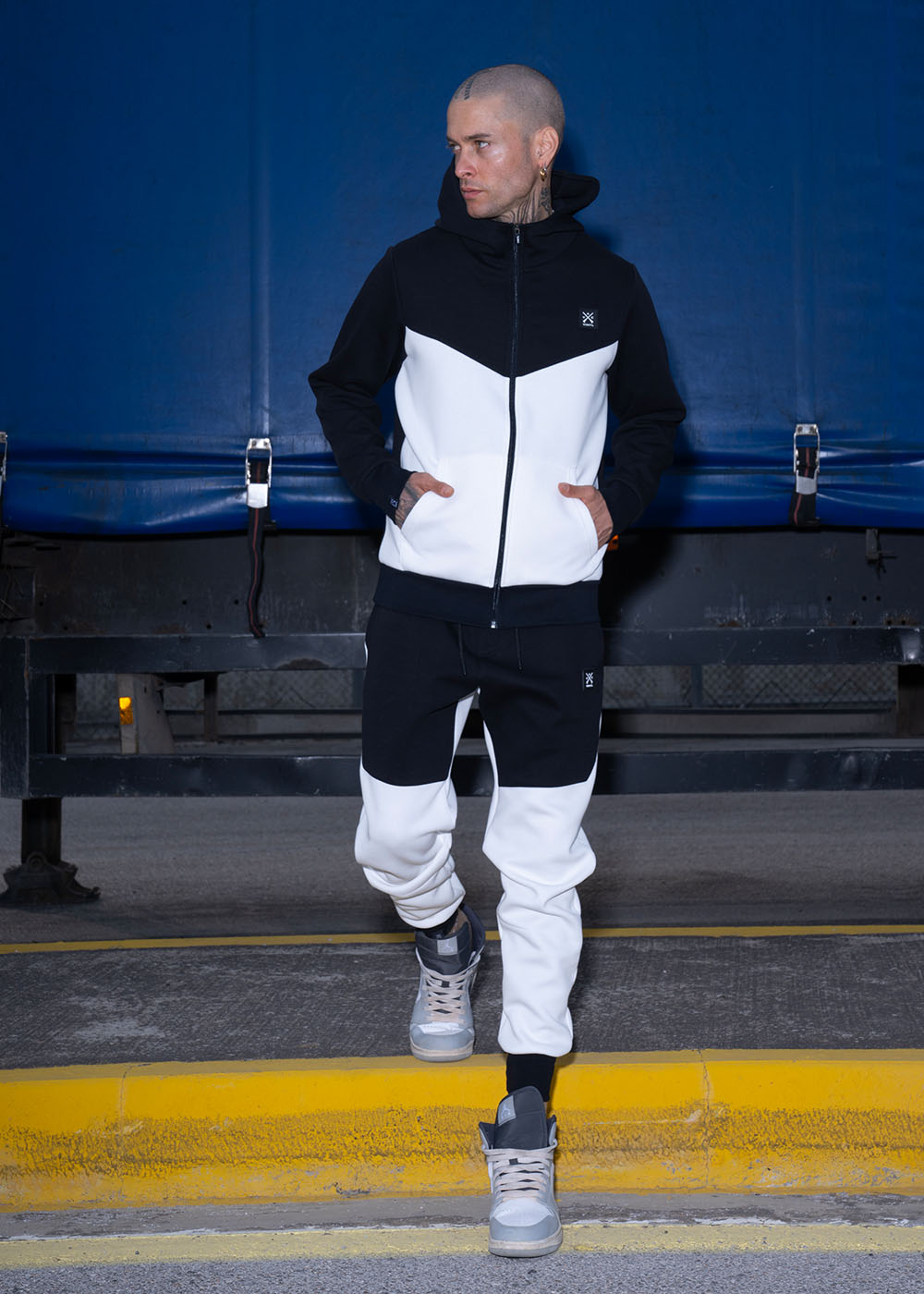 Vinyl φορμα τεχνικο φουτερ λευκο/μαυρο polyester regular fit ανδρικη