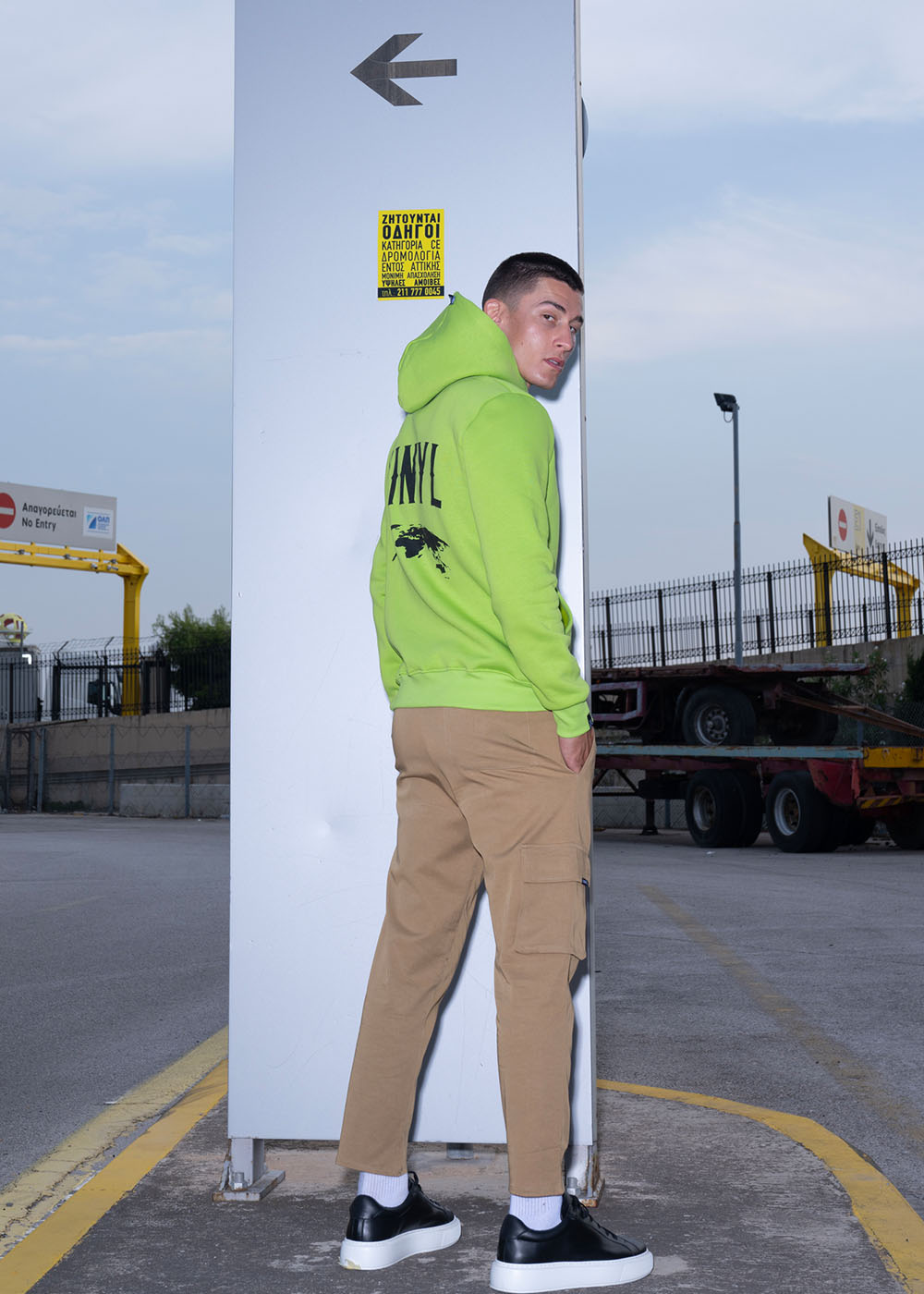 Vinyl φουτερ με τυπωμα πρασινο cotton regulat fit ανδρικο