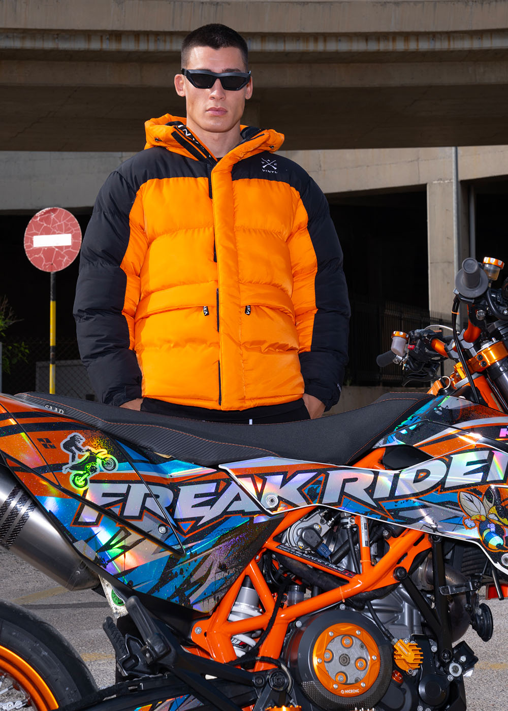 Vinyl μπουφαν πορτοκαλι polyester regular fit ανδρικο