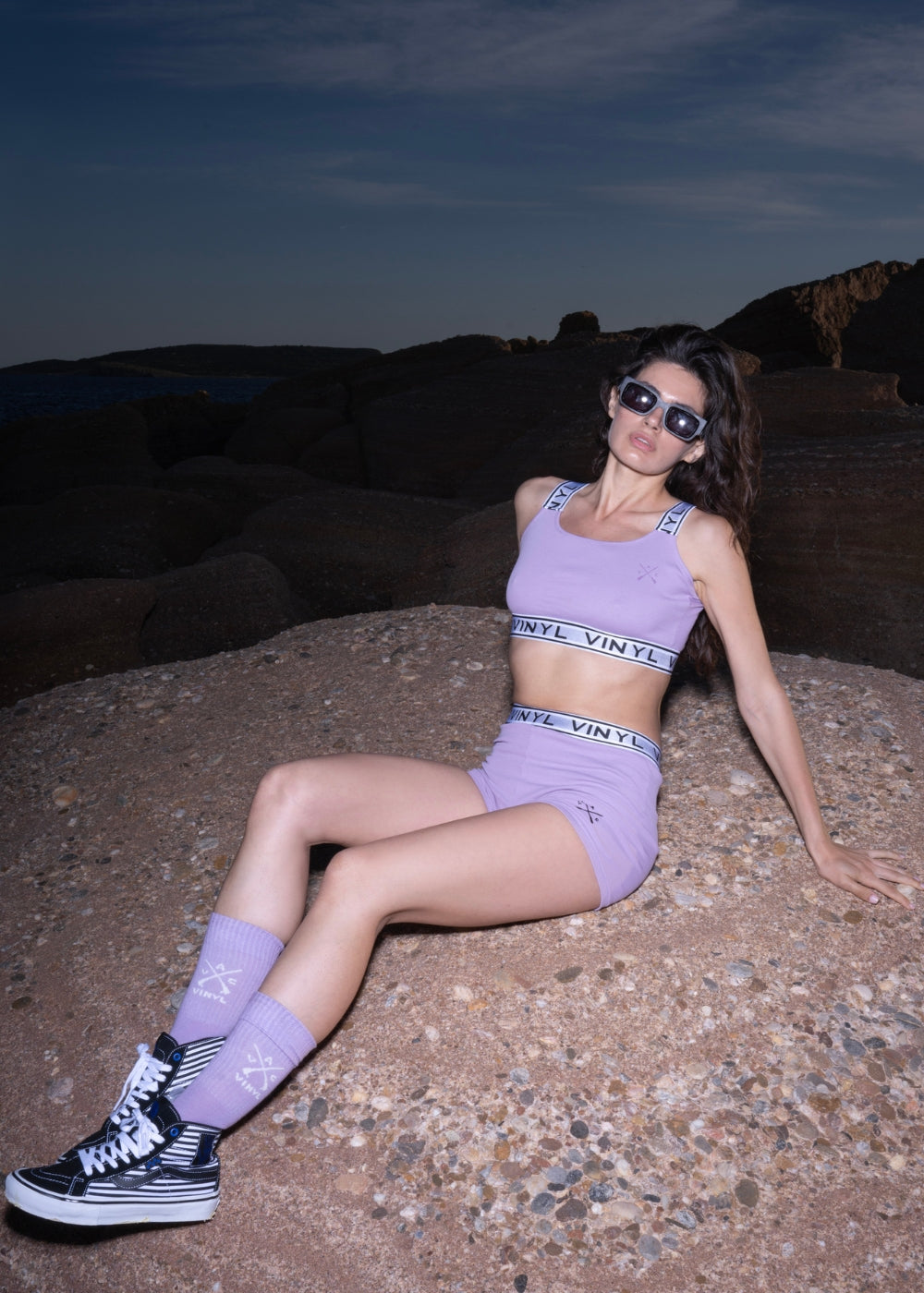 Vinyl μπουστακι με λαστιχο μωβ cotton regular fit γυναικειο