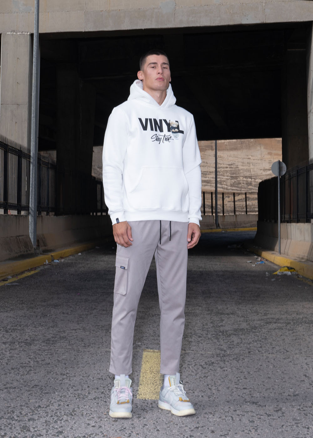 Vinyl φουτερ λευκο με τυπωμα cotton regular fit ανδρικο