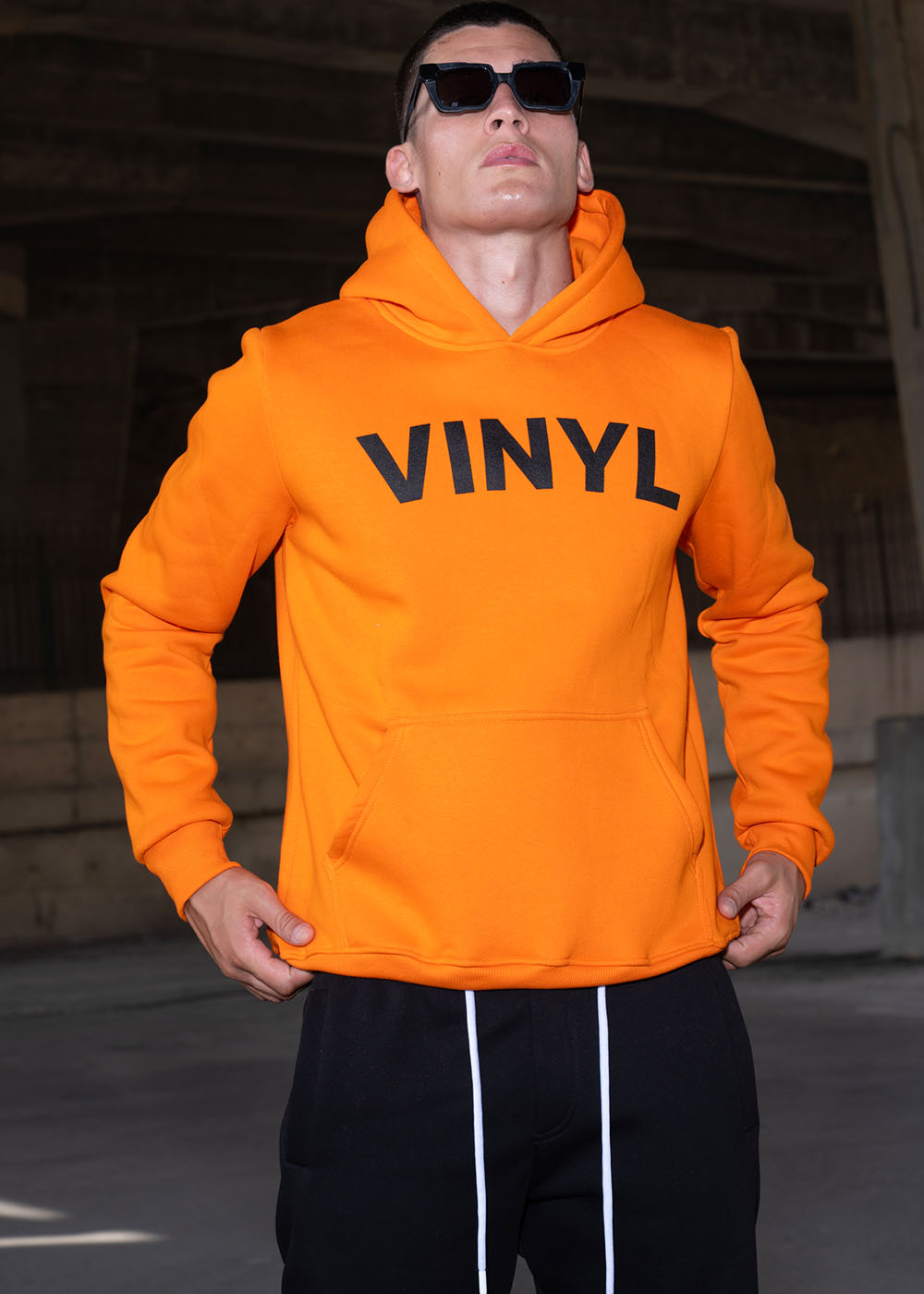 Vinyl φουτερ πορτοκαλι με τυπωμα cotton regular fit ανδρικο