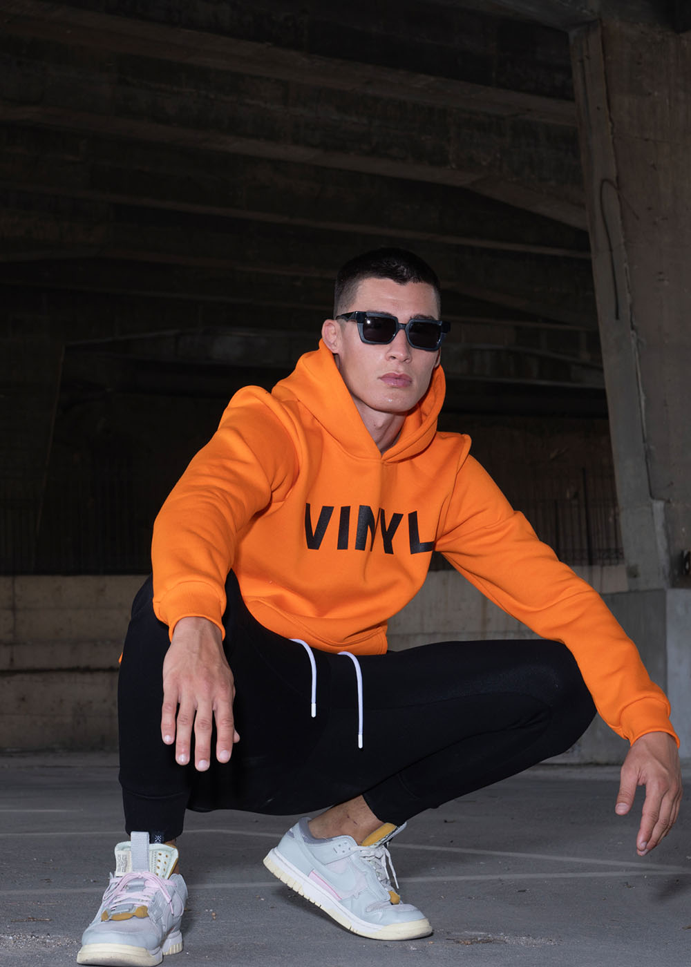 Vinyl φουτερ πορτοκαλι με τυπωμα cotton regular fit ανδρικο