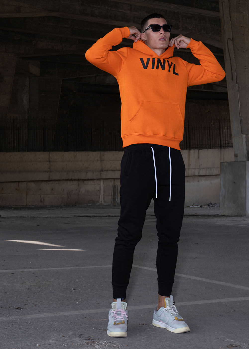 Vinyl φουτερ πορτοκαλι με τυπωμα cotton regular fit ανδρικο