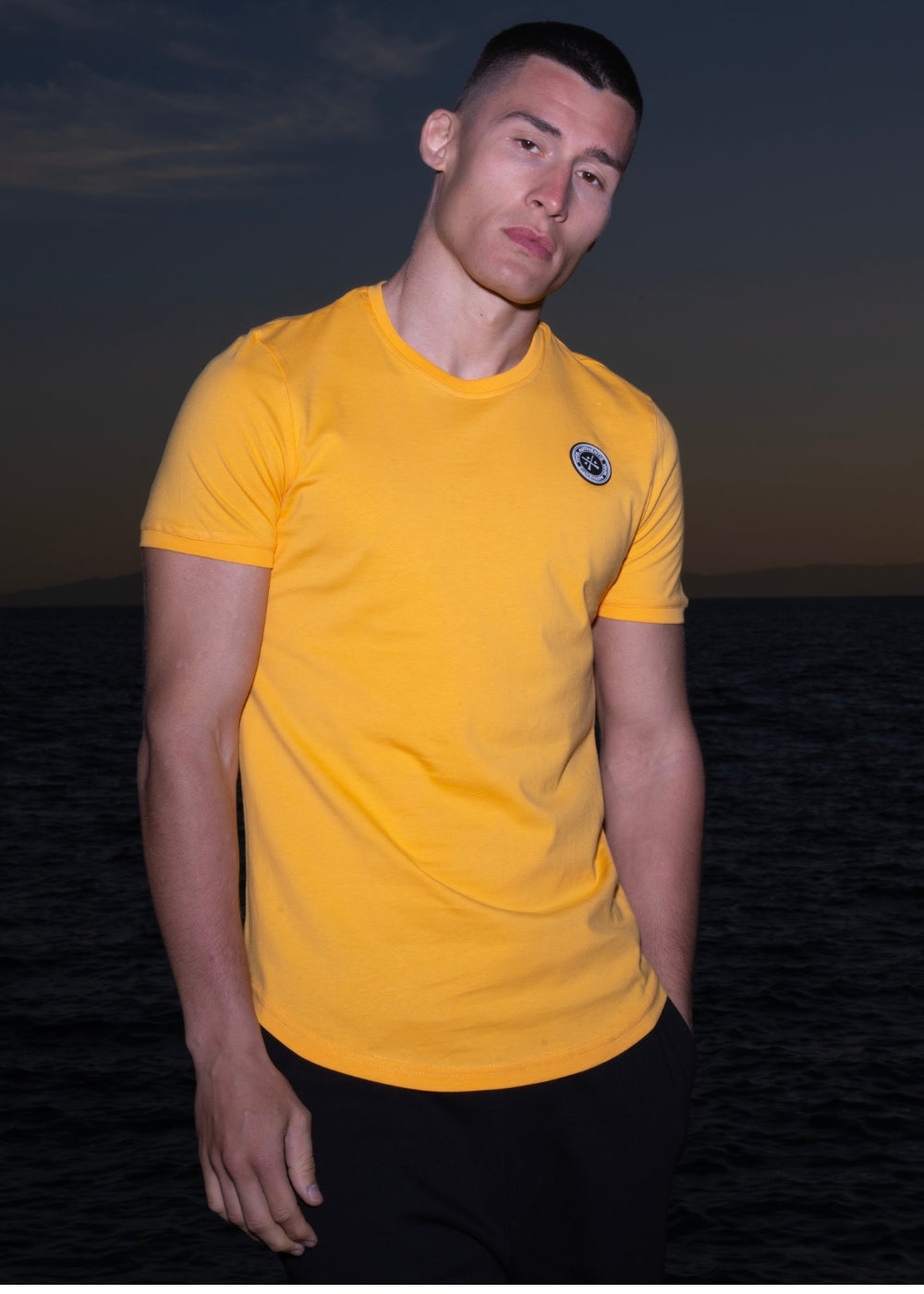 Vinyl μπλουζα long line πορτοκαλι cotton regular fit ανδρικη