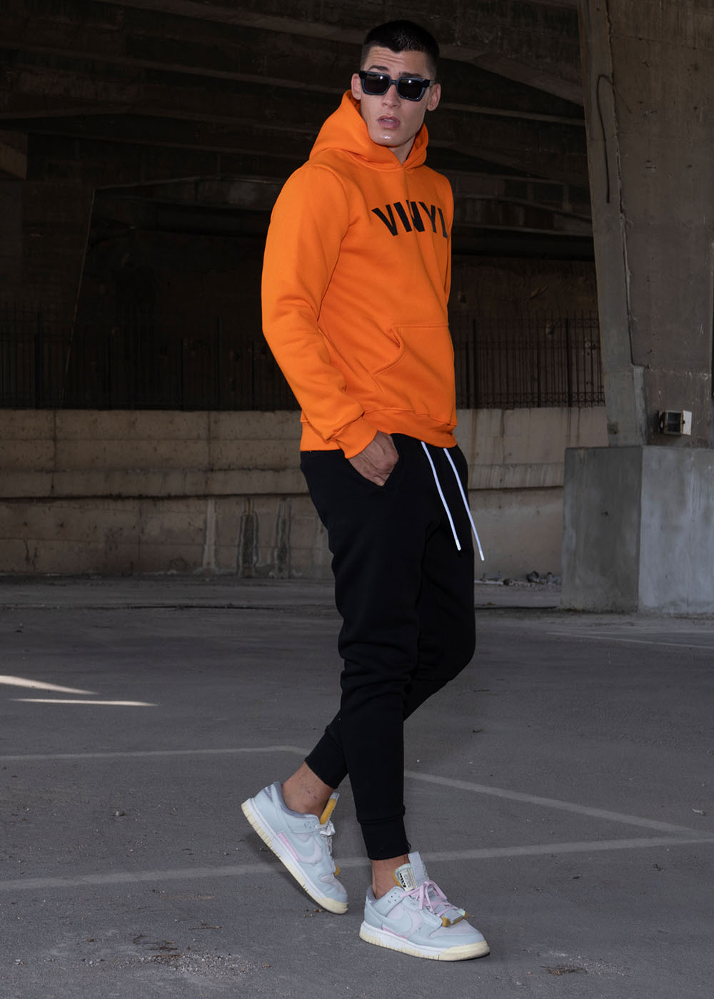 Vinyl φουτερ πορτοκαλι με τυπωμα cotton regular fit ανδρικο