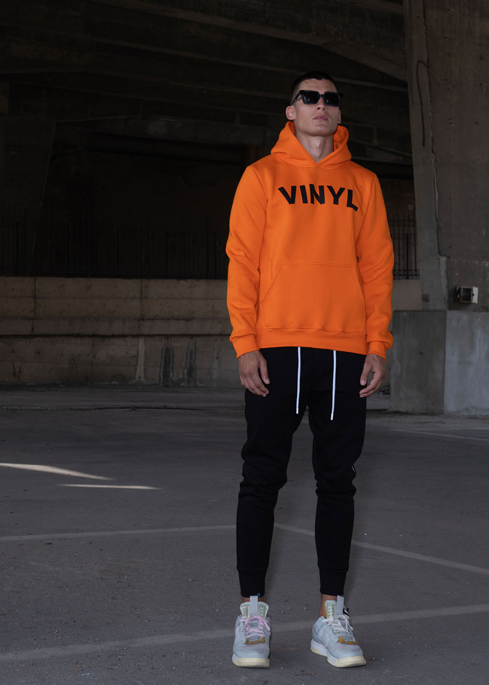Vinyl φουτερ πορτοκαλι με τυπωμα cotton regular fit ανδρικο