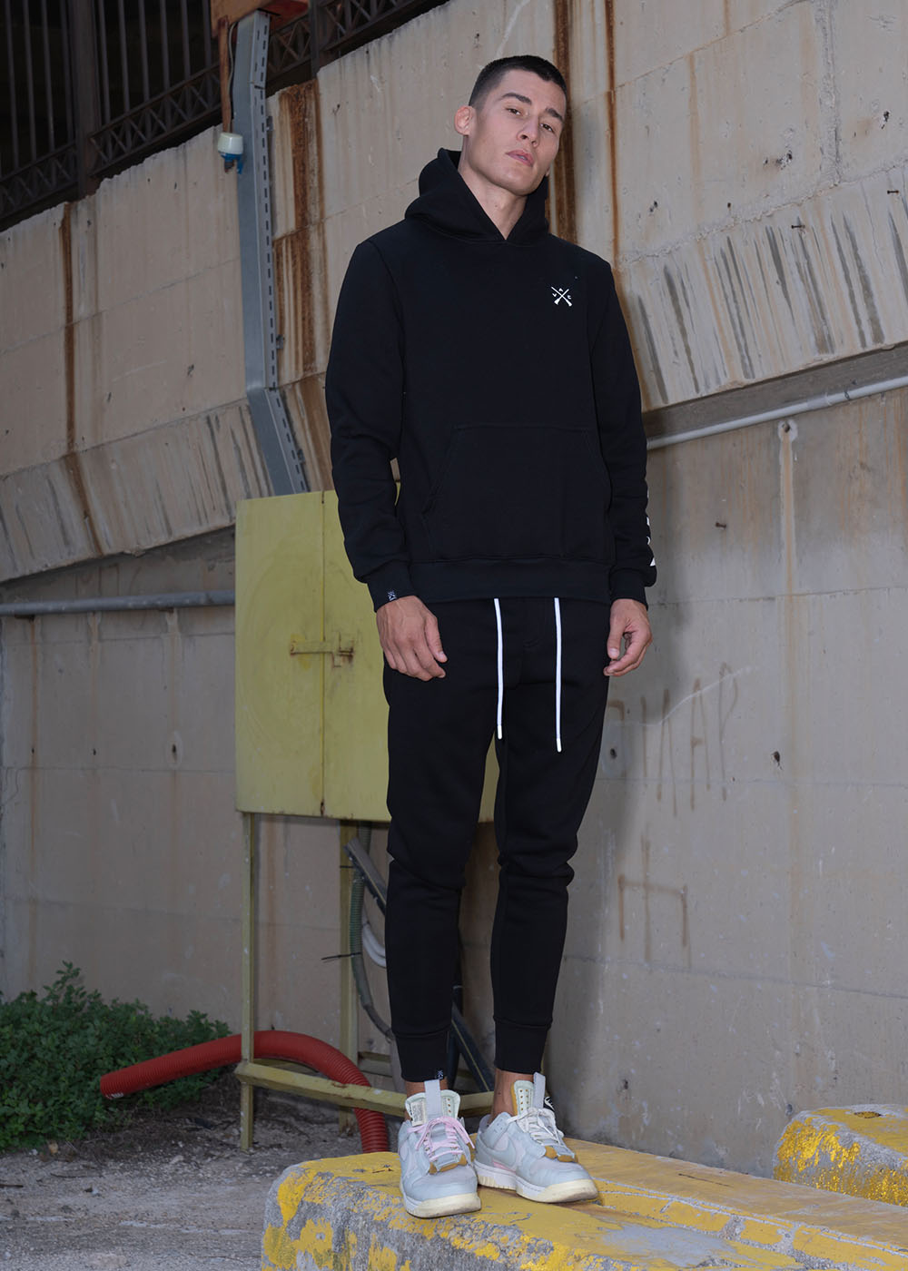 Vinyl φουτερ μαυρο με τυπωμα cotton regular fit ανδρικο