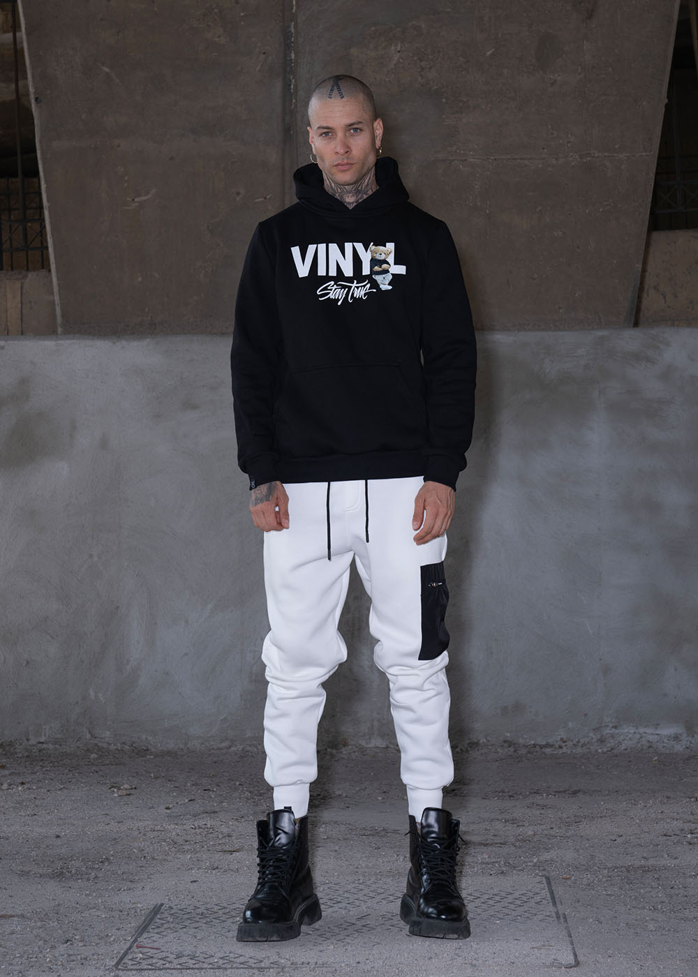 Vinyl φουτερ μαυρο με τυπωμα cotton regular fit ανδρικο