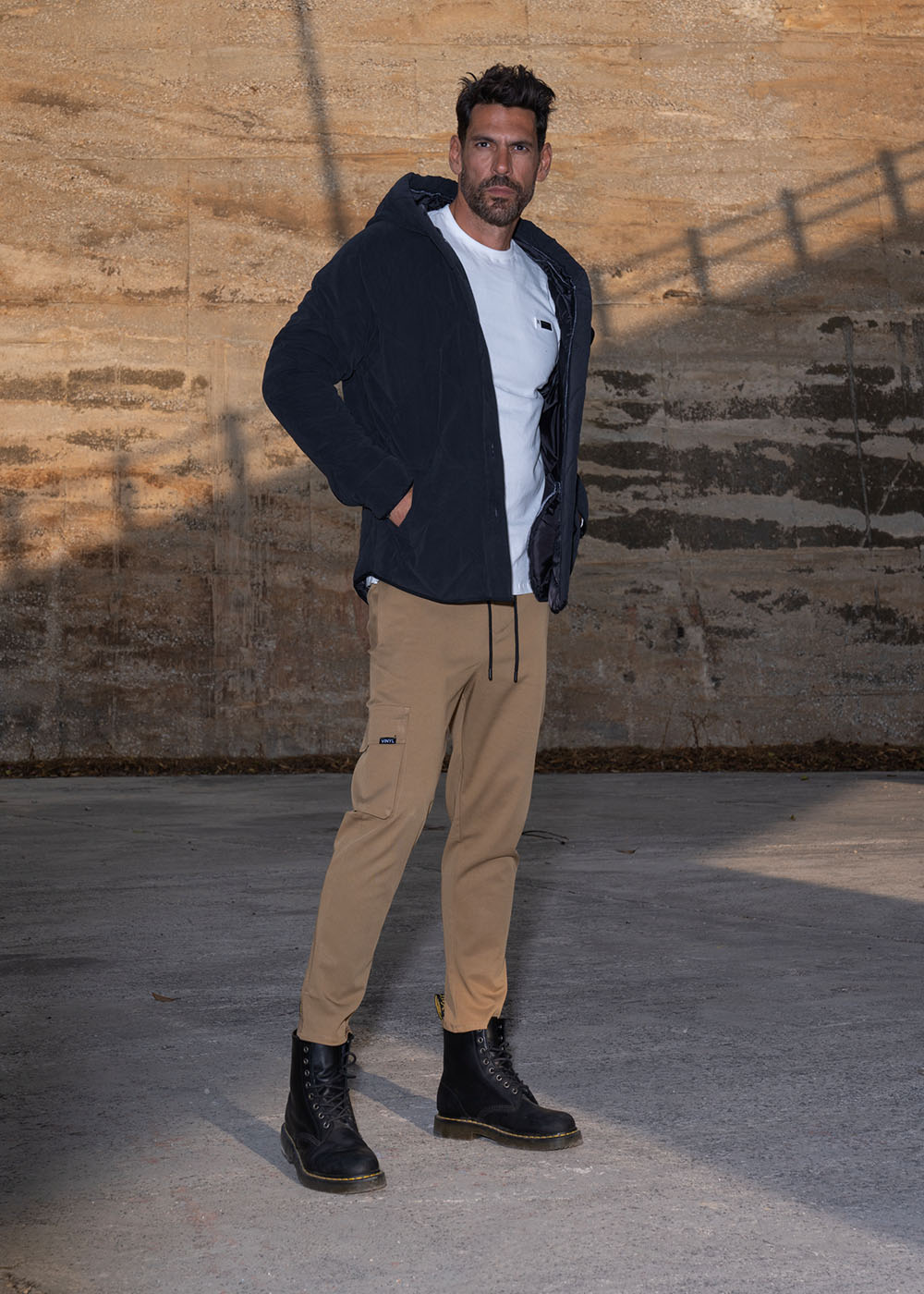 Vinyl παντελονι cargo camel cotton regular fit ανδρικο