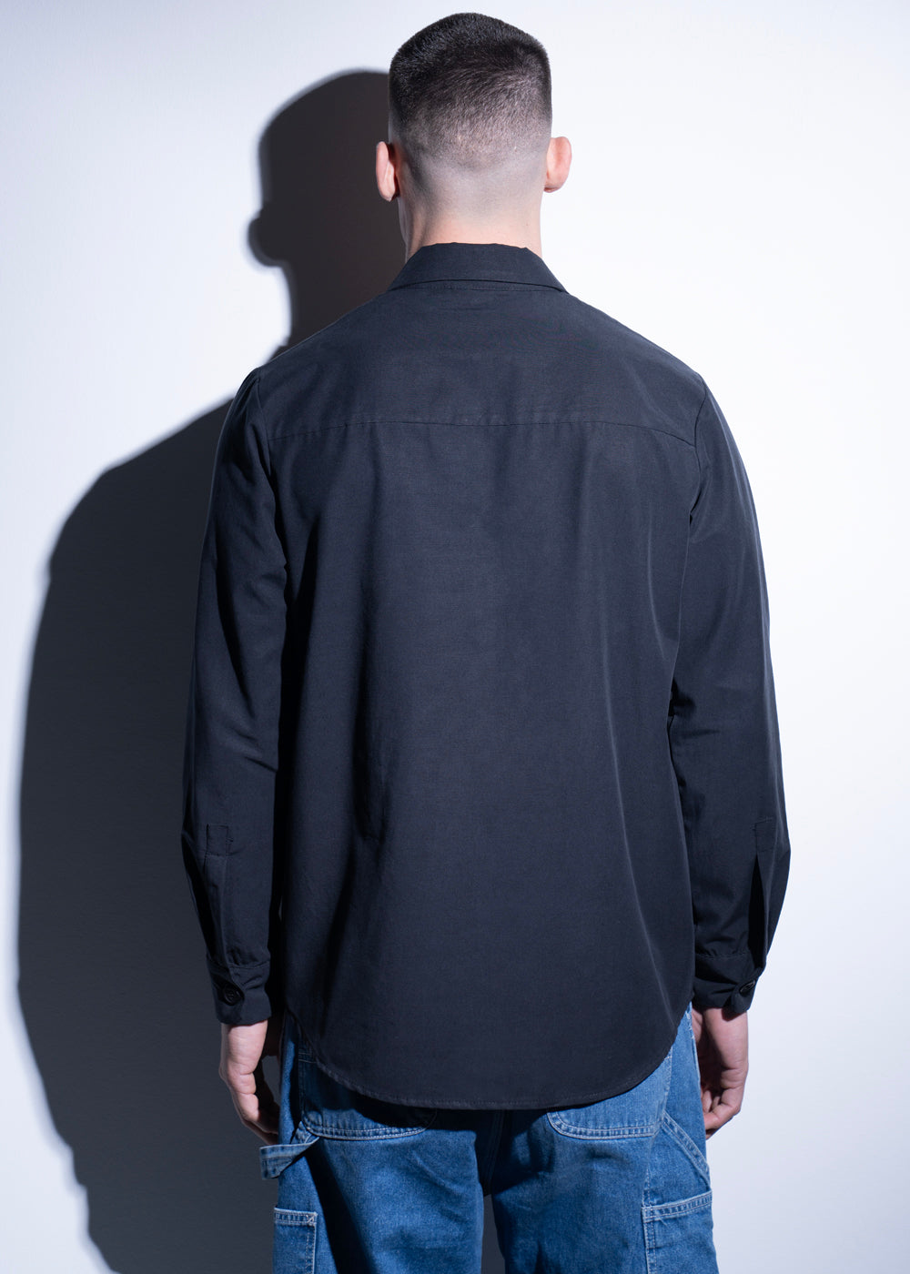 Vinyl overshirt μαυρο cotton tencel regular fit ανδρικο