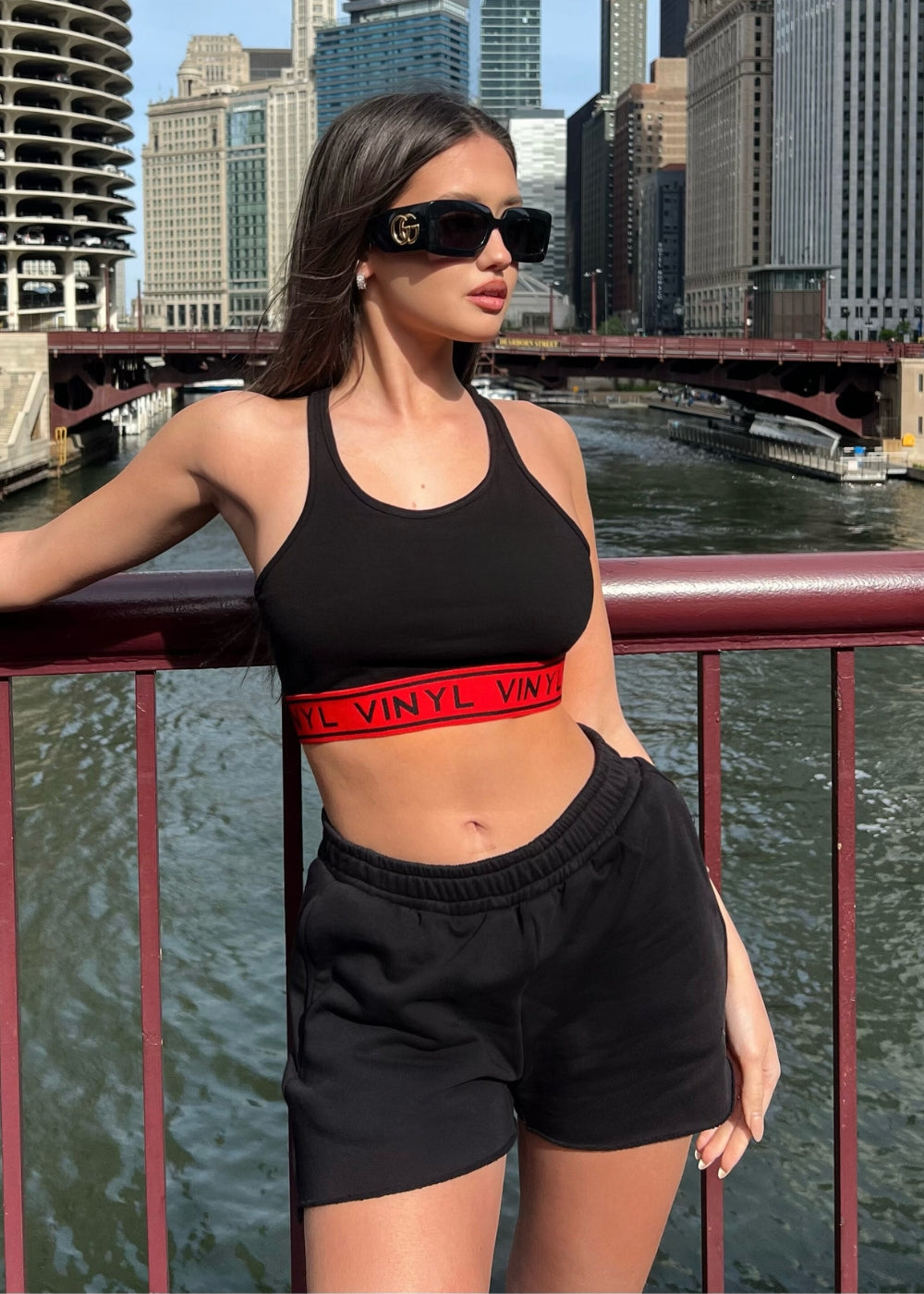 Vinyl σορτσακι μαυρο cotton regular fit γυναικειο