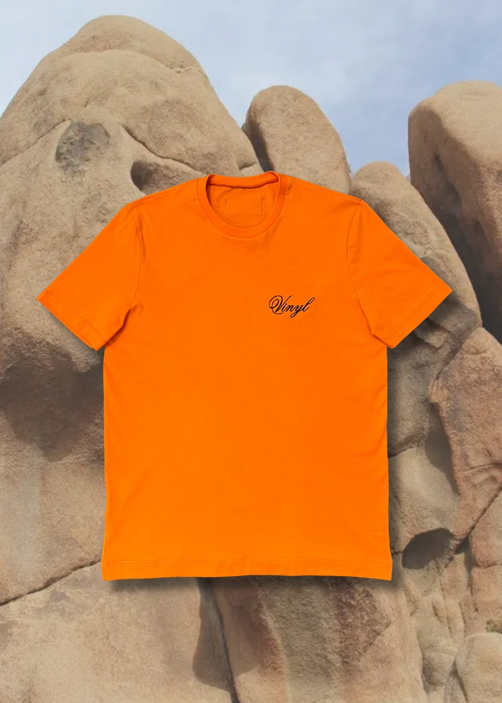 Vinyl μπλούζα με κέντημα πορτοκαλι cotton regular fit ανδρικη