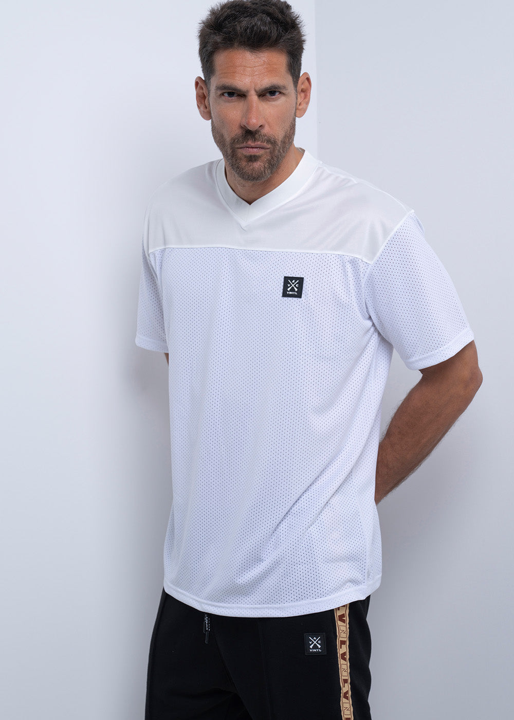 Vinyl μπλουζα λευκη polyester oversized ανδρικη