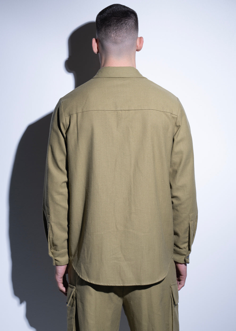 Vinyl overshirt χακι cotton regular fit ανδρικο