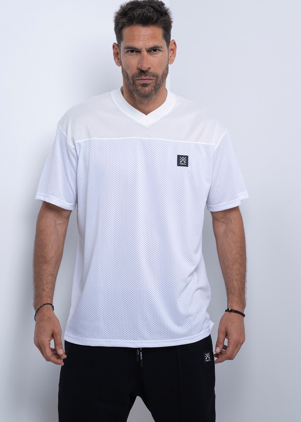 Vinyl μπλουζα λευκη polyester oversized ανδρικη