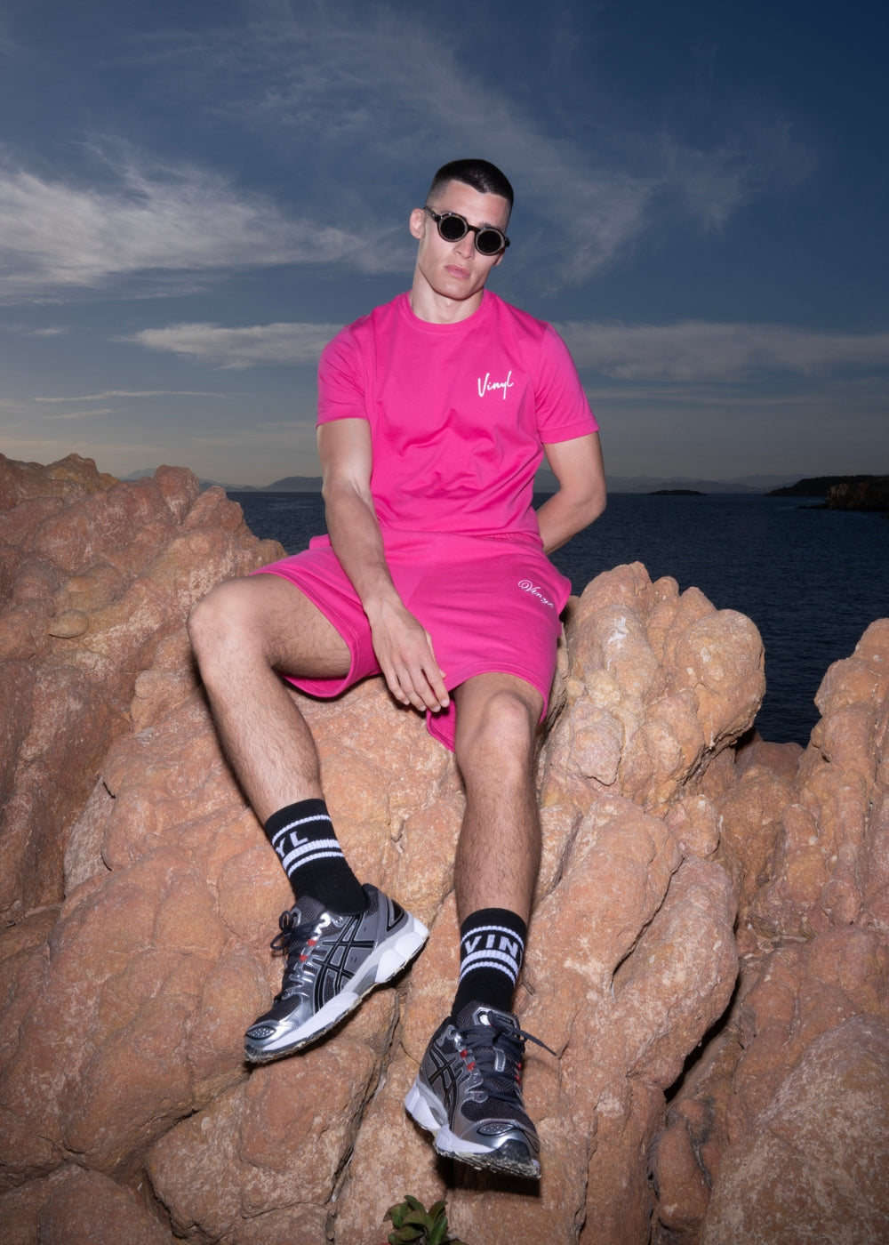 Vinyl μπλουζα με τυπωμα φουξια cotton regular fit ανδρικη