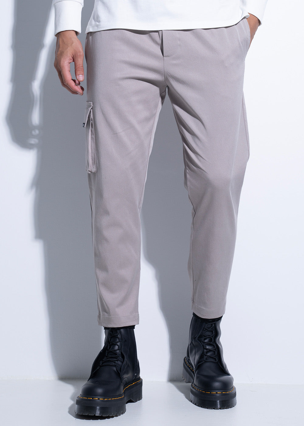 Vinyl παντελονι cargo γκρι cotton regular fit ανδρικο