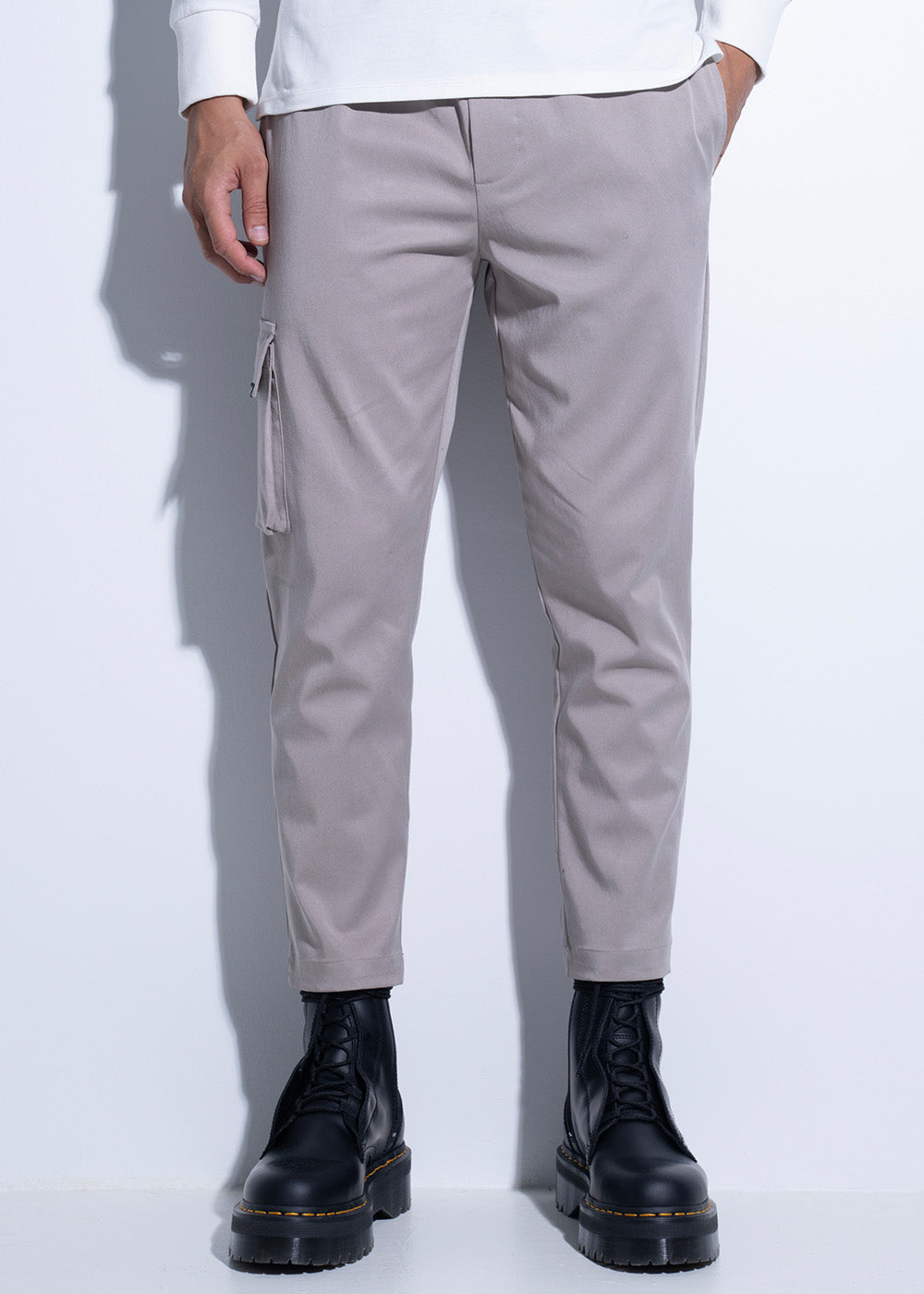 Vinyl παντελονι cargo γκρι cotton regular fit ανδρικο