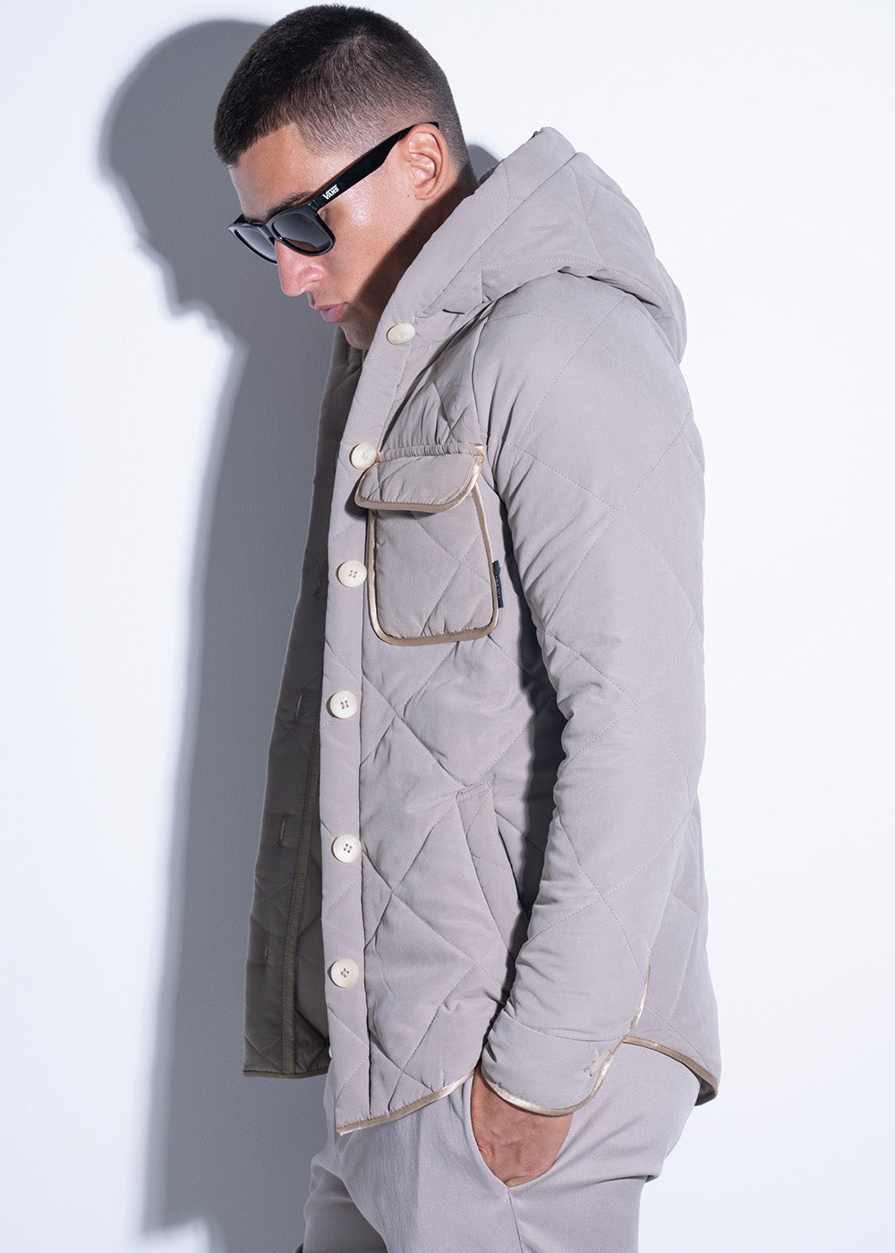 Vinyl μπουφαν μπεζ polyester regular fit ανδρικο