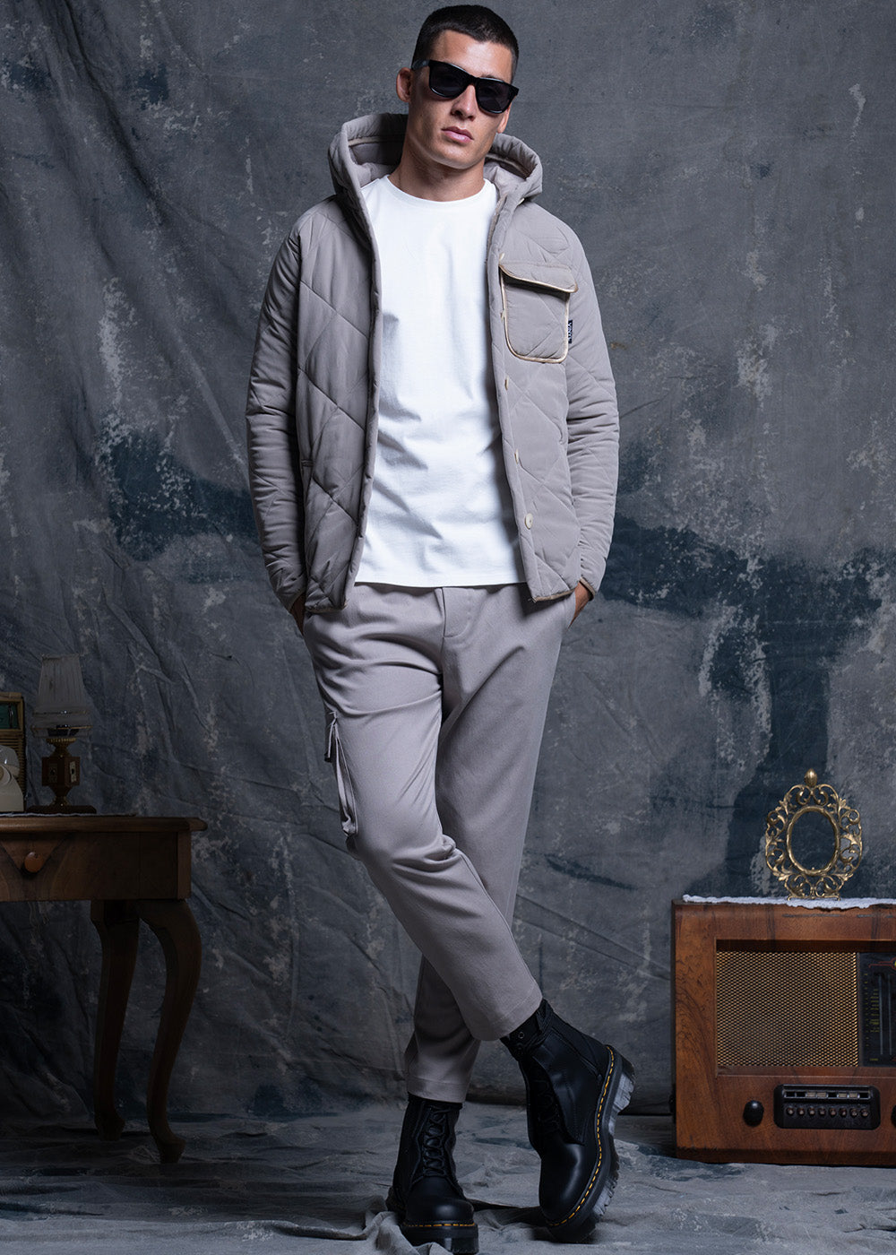 Vinyl μπουφαν μπεζ polyester regular fit ανδρικο