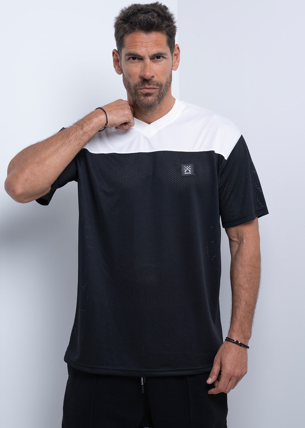 Vinyl μπλουζα μαυρο/λευκο polyester oversized ανδρικη
