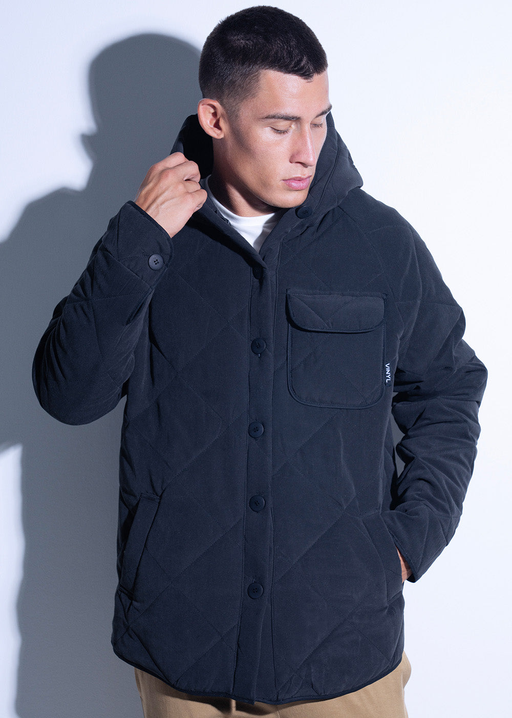 Vinyl μπουφαν μαυρο polyester regular fit ανδρικο